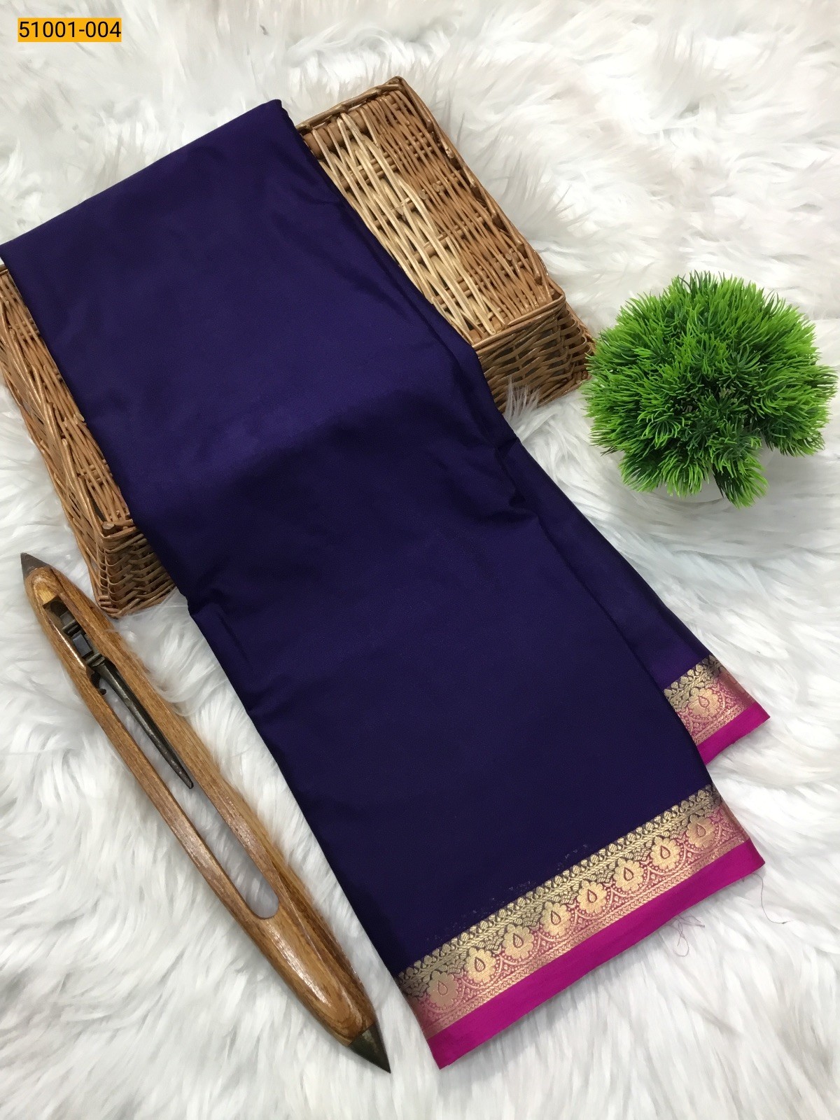 Royal Blue Mysore Fancy Crepe Silk Saree