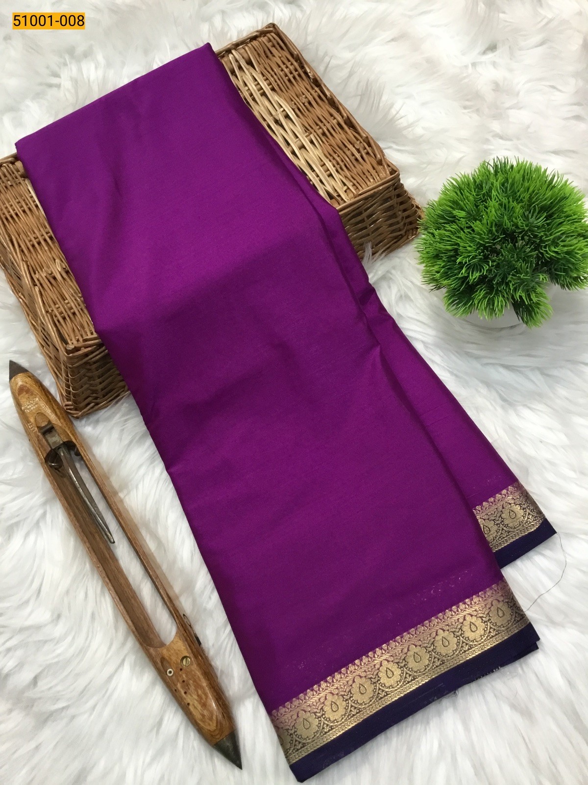 Purple Mysore Fancy Crepe Silk Saree