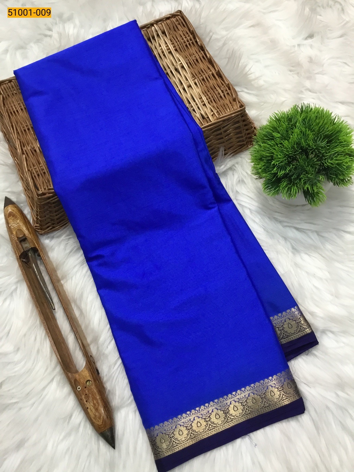 Blue Mysore Fancy Crepe Silk Saree