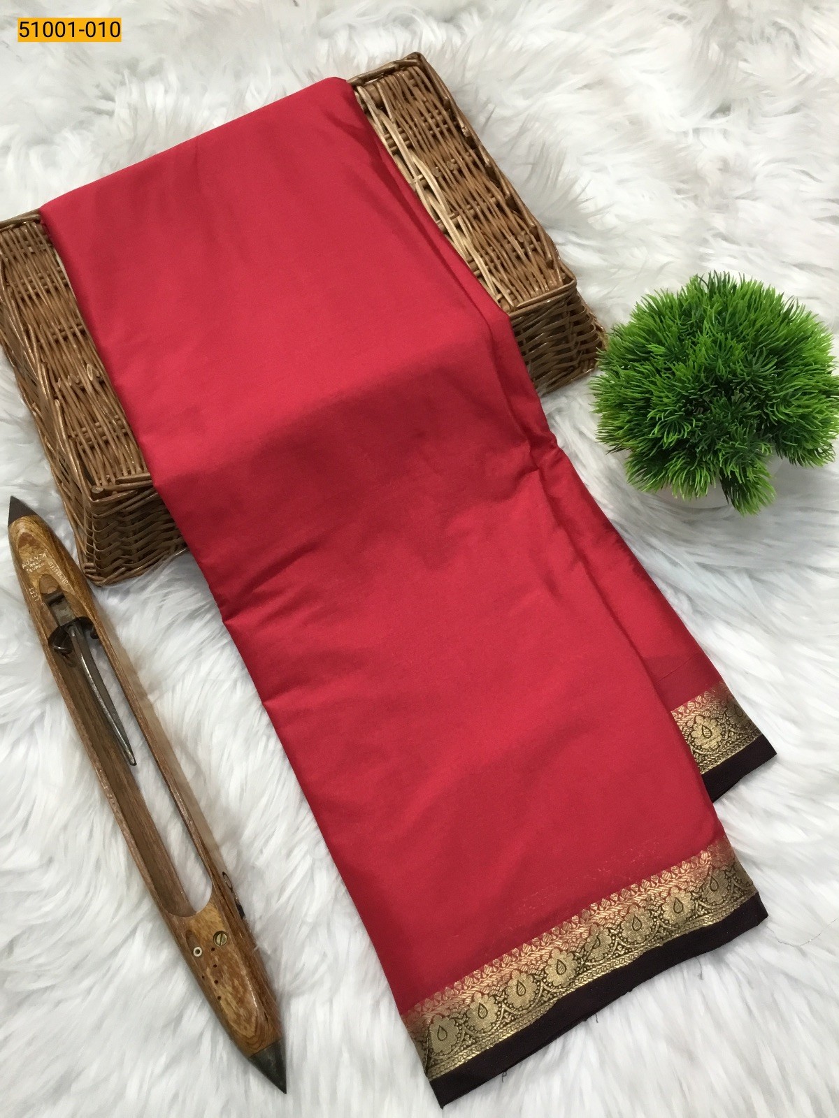 Red Mysore Fancy Crepe Silk Saree