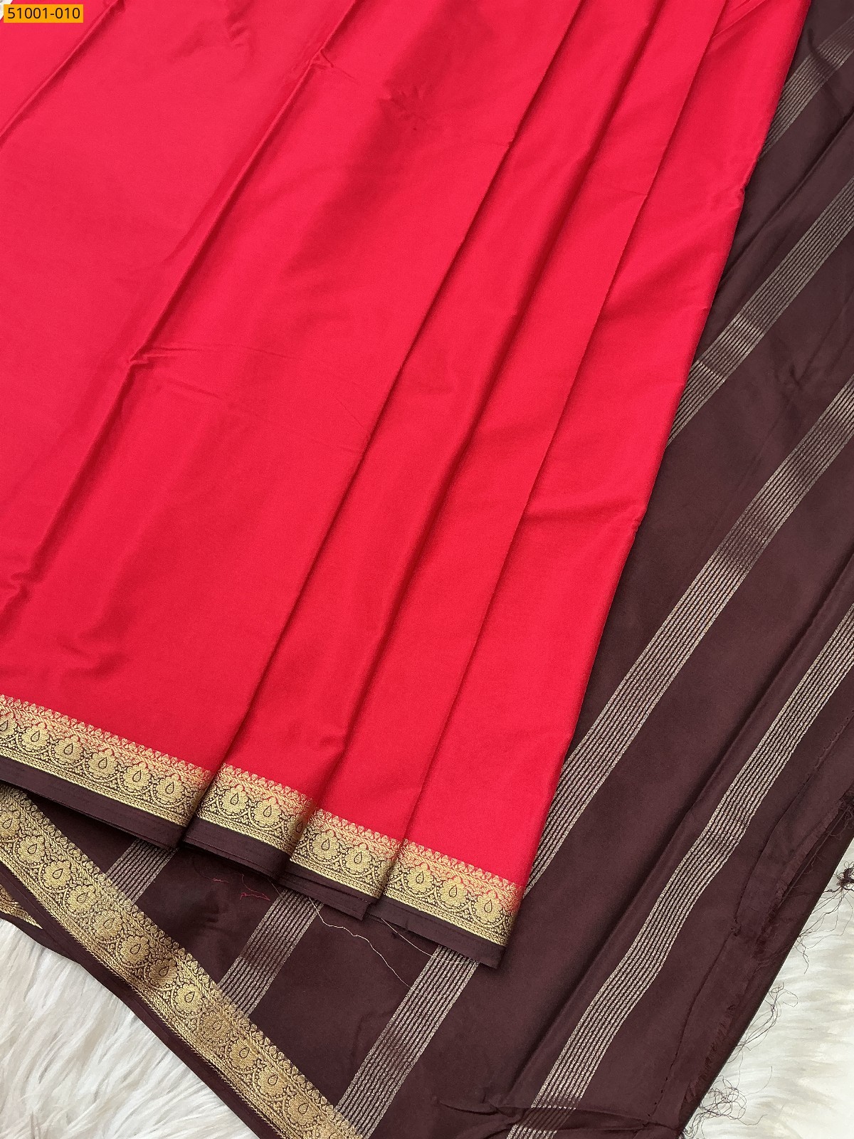 Red Mysore Fancy Crepe Silk Saree