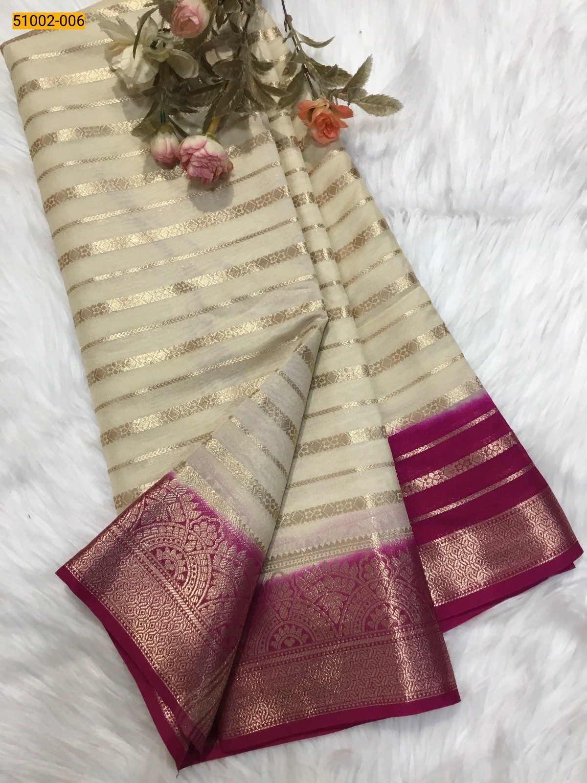 White Fancy mysore silk sarees