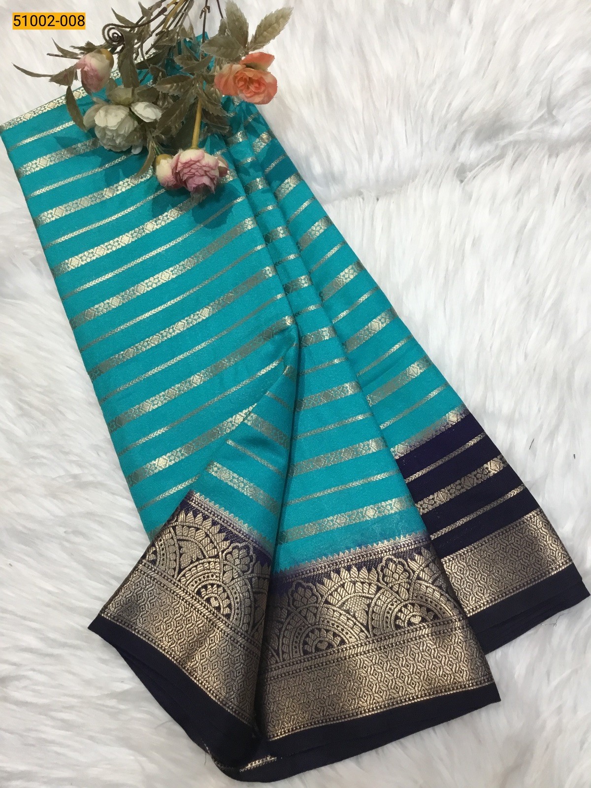 Teal blue Fancy mysore silk sarees