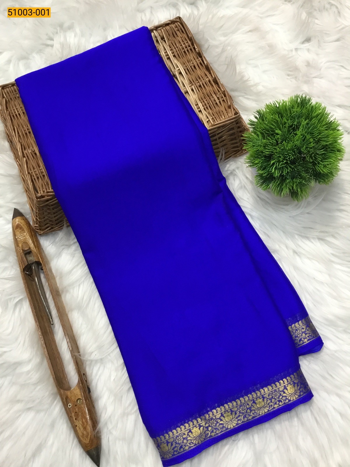 Royal Blue Mysore Fancy Crepe Silk Saree