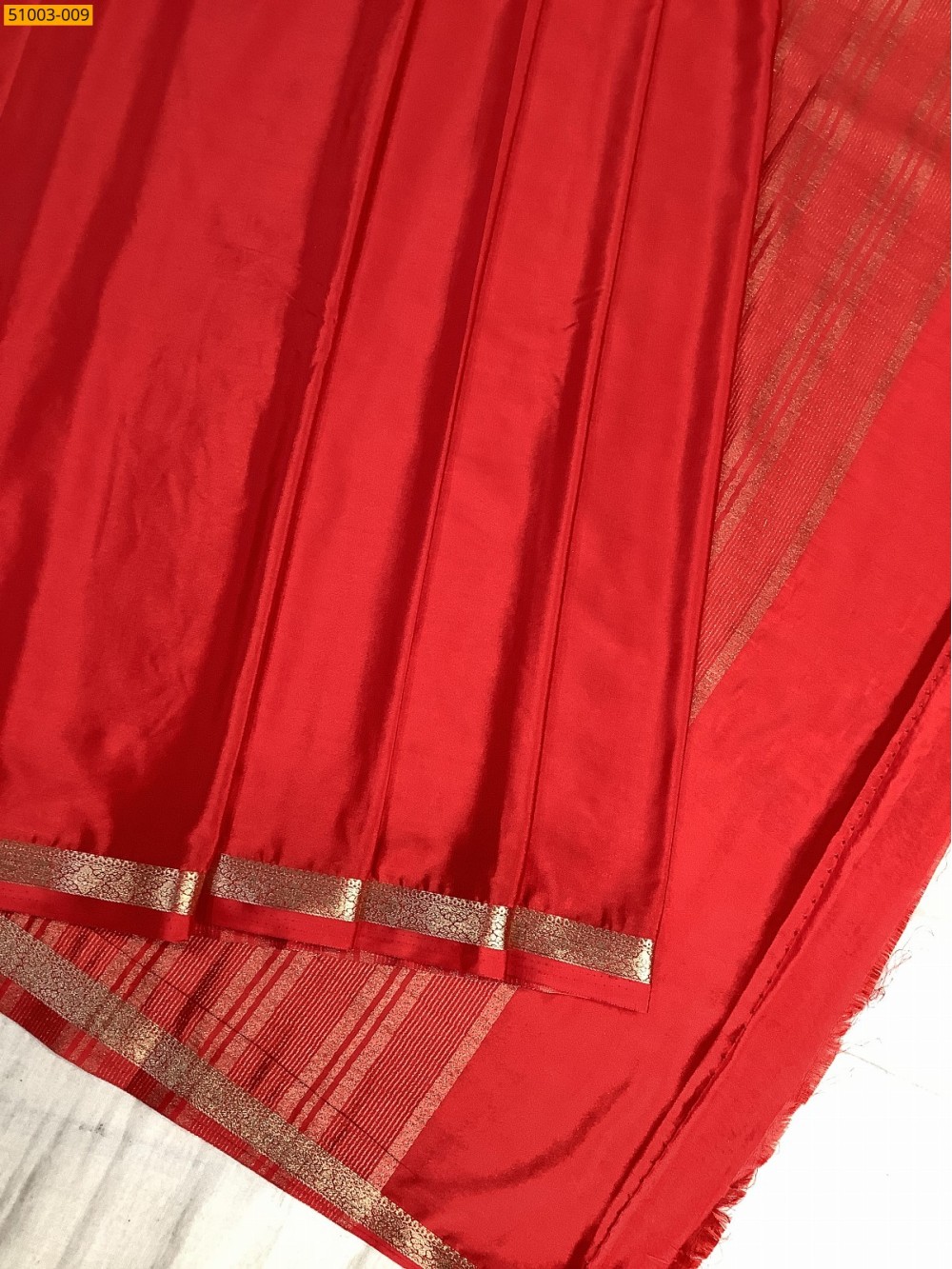 Red Mysore Crepe Silk Saree Red Mysore Crepe Silk Saree
