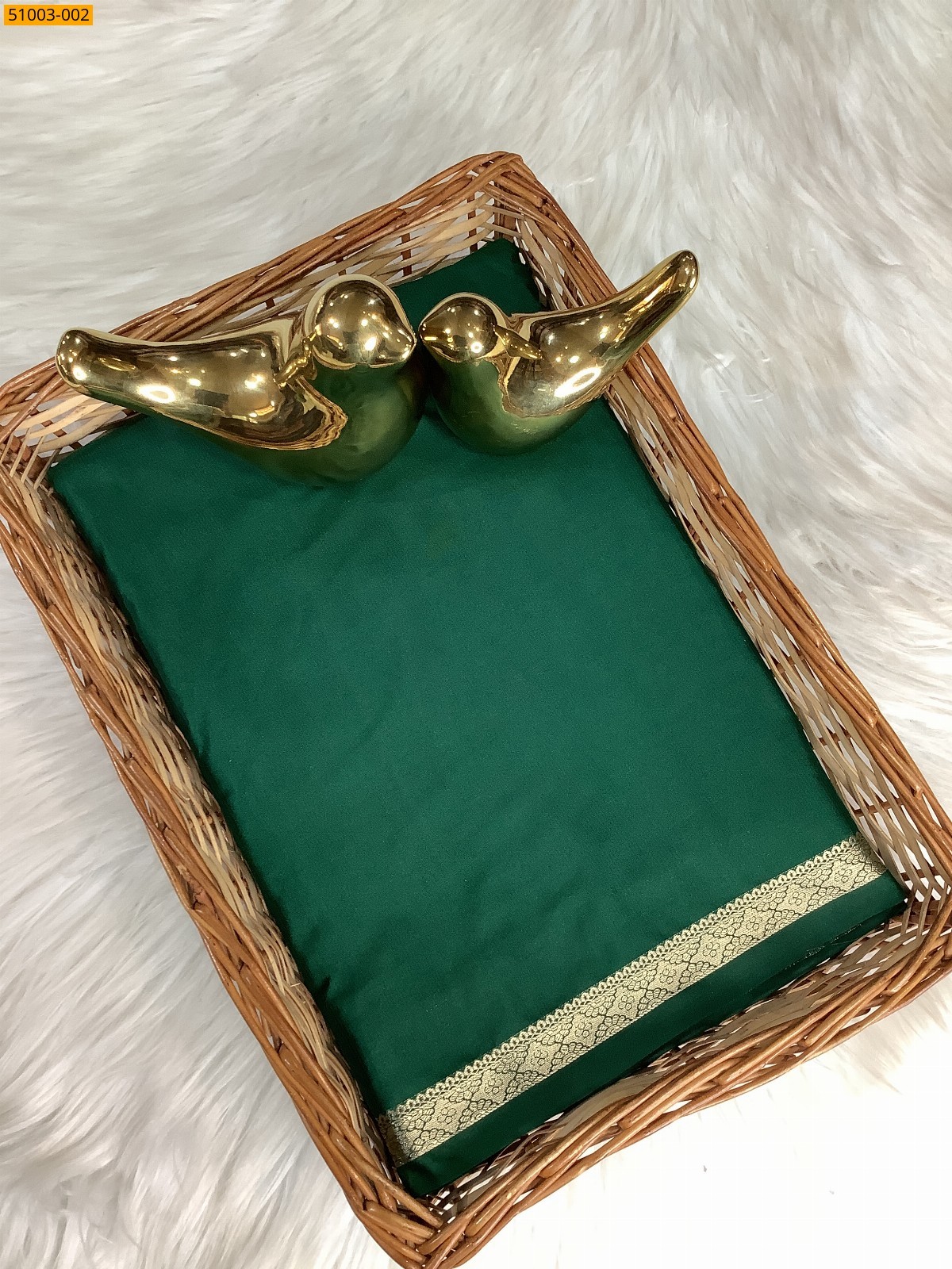 Dark Green Mysore Crepe Silk Saree