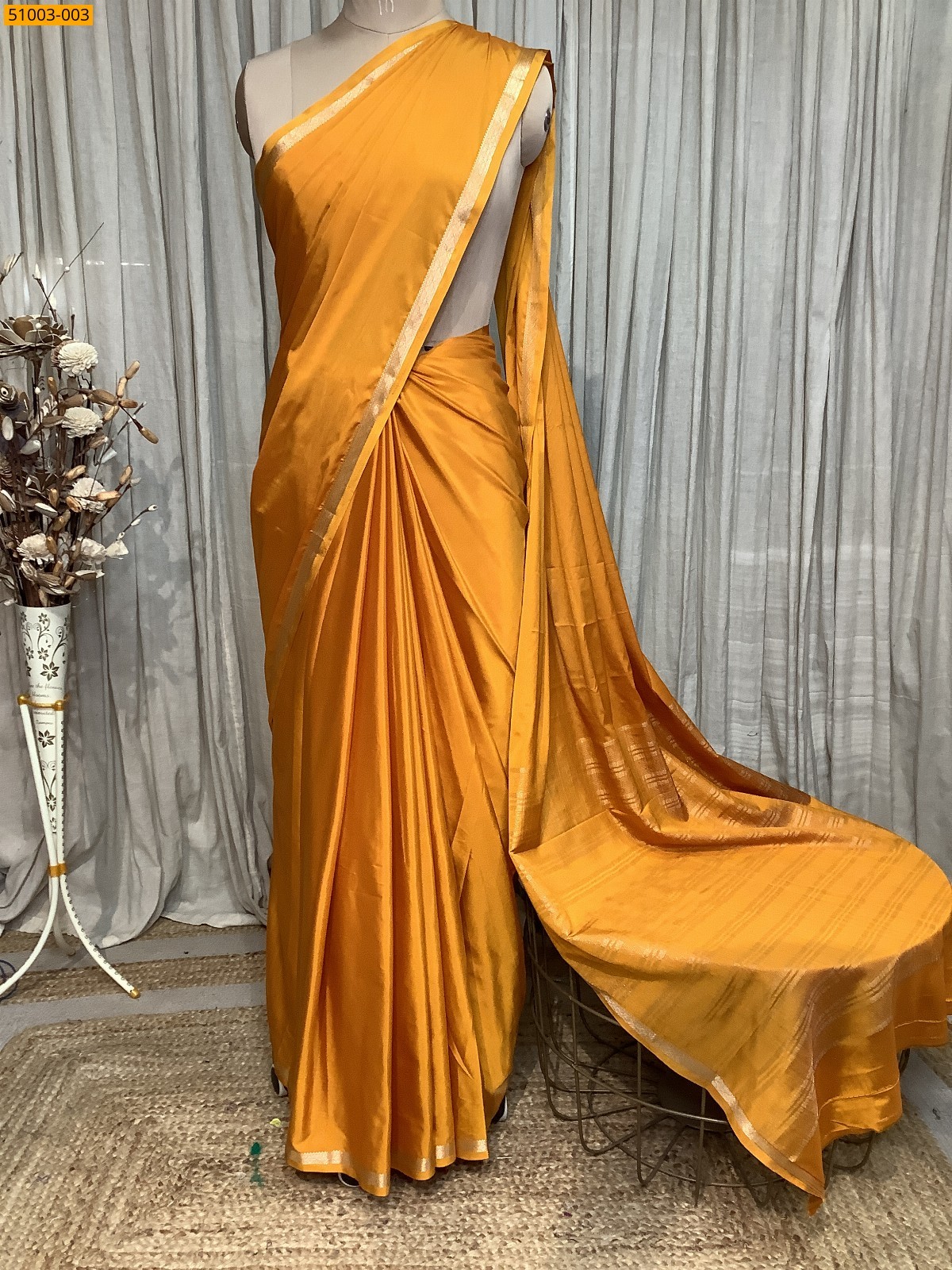 Yellow Mysore Crepe Silk Saree