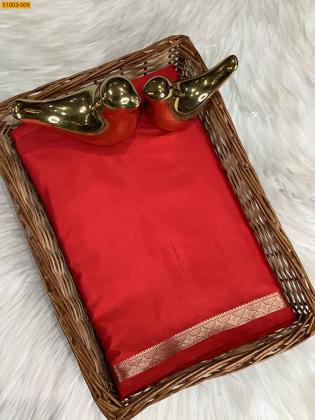 Red Mysore Crepe Silk Saree