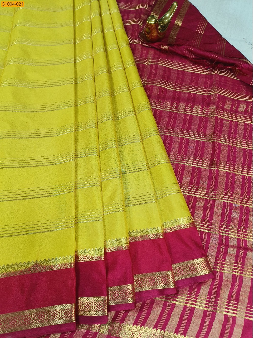 Mustard Yellow Mysore Crepe Silk Sarees Mustard Yellow Mysore Crepe Silk Sarees