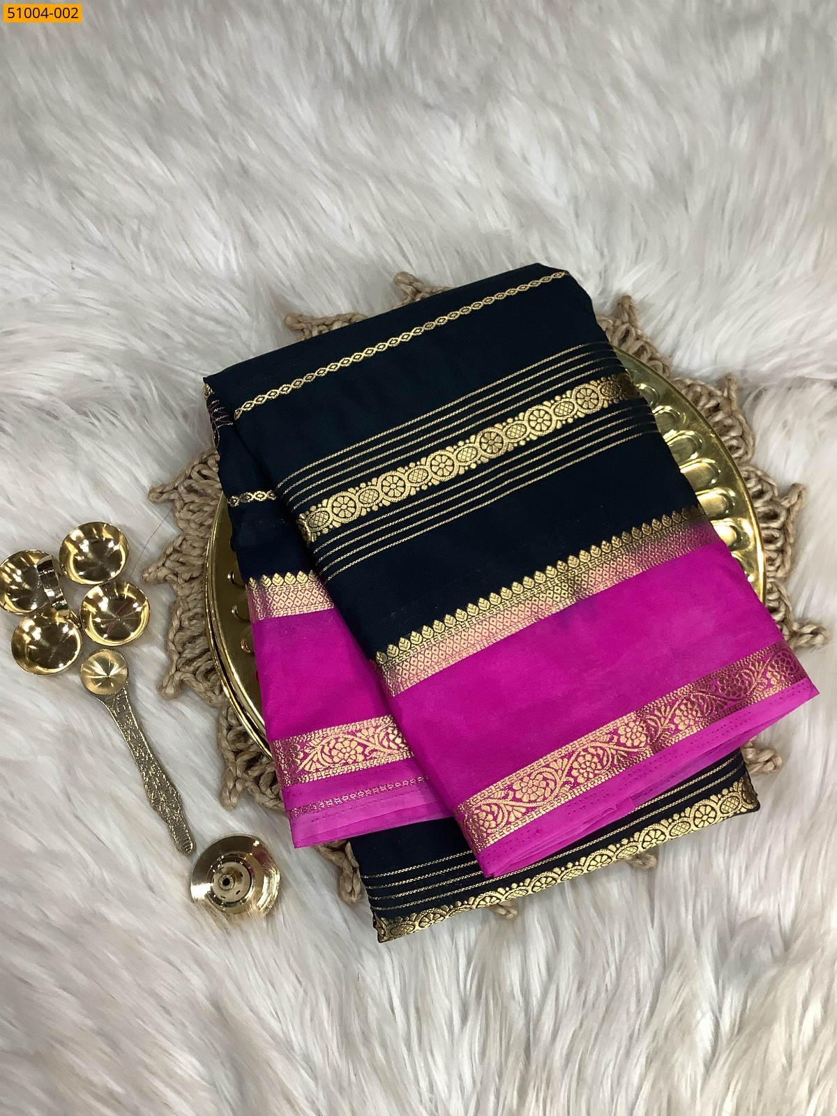 Dark Green Mysore Crepe Silk Sarees