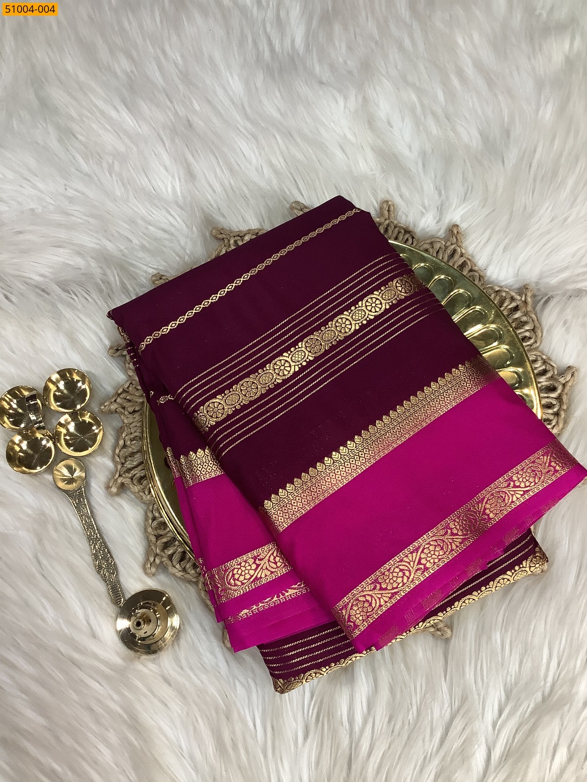Dark Wine Mysore Crepe Silk Sarees