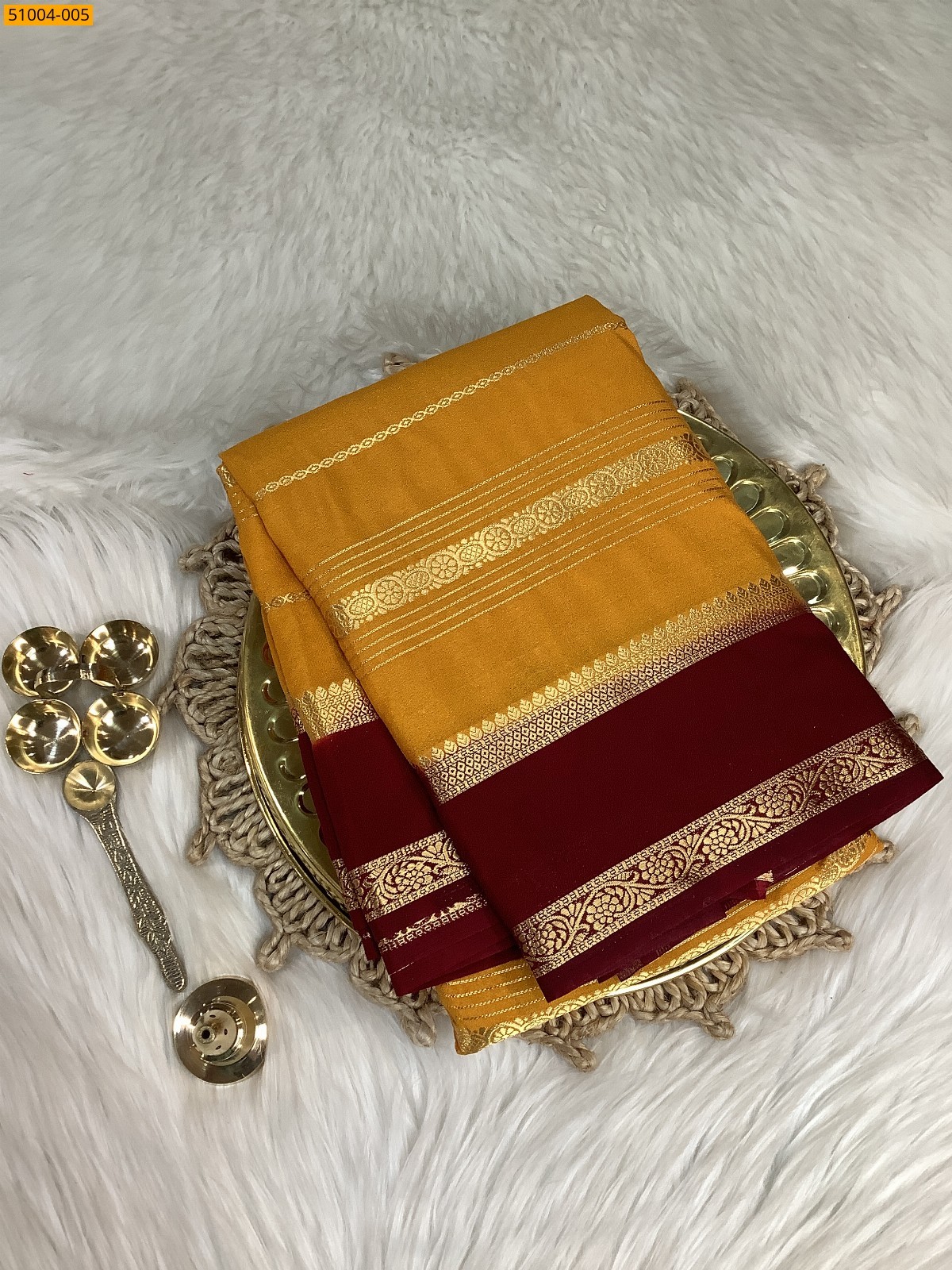 Yellow Mysore Crepe Silk Sarees