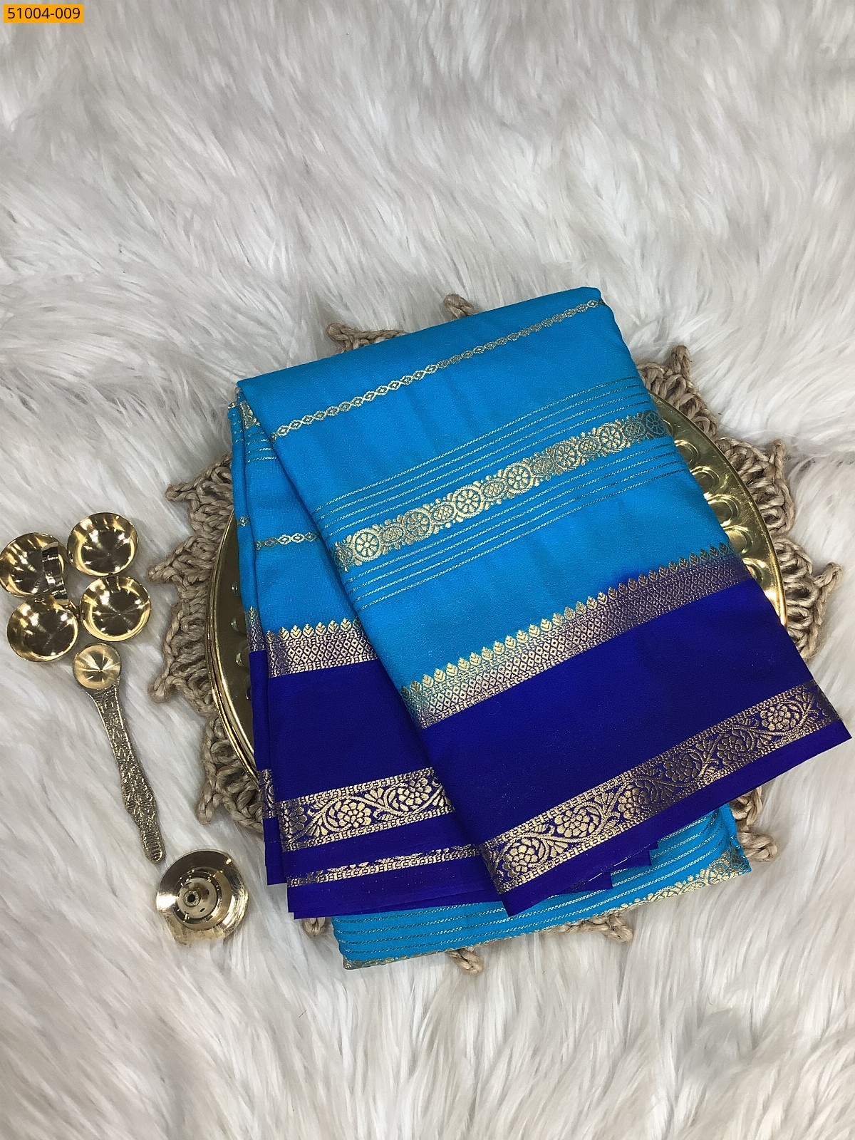 Blue Mysore Crepe Silk Sarees
