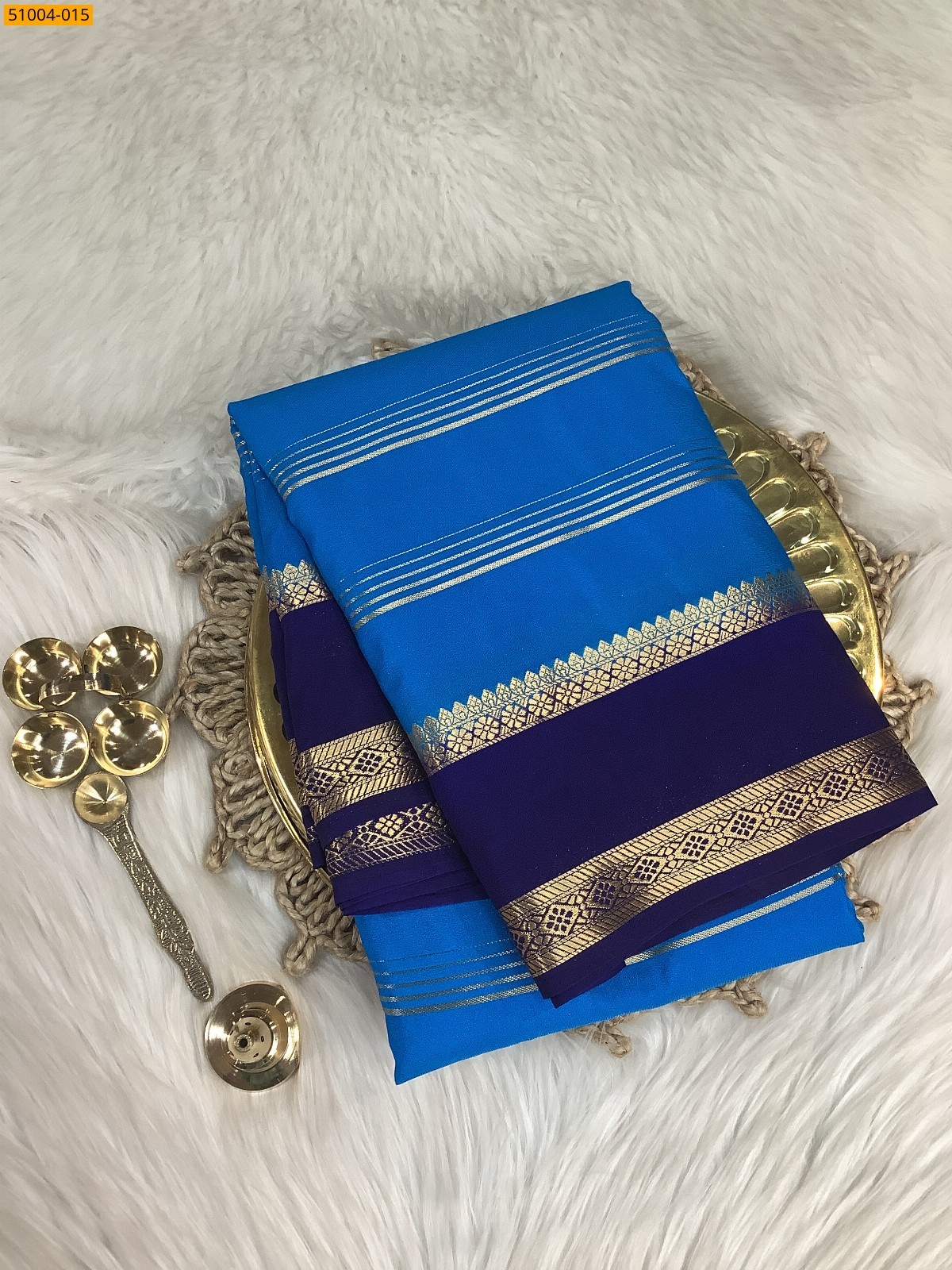Blue Mysore Crepe Silk Sarees