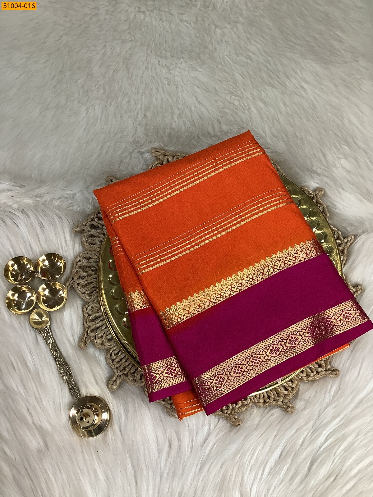 Orange Mysore Crepe Silk Sarees
