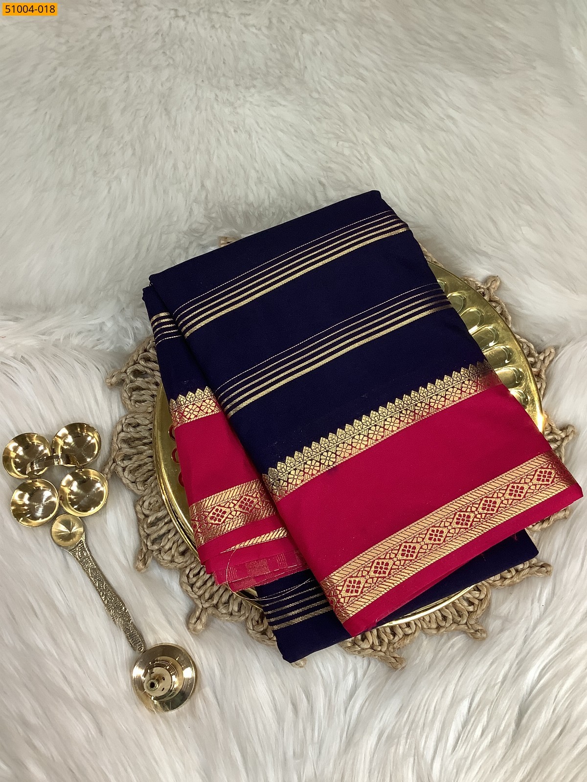 Dark Navy Mysore Crepe Silk Sarees