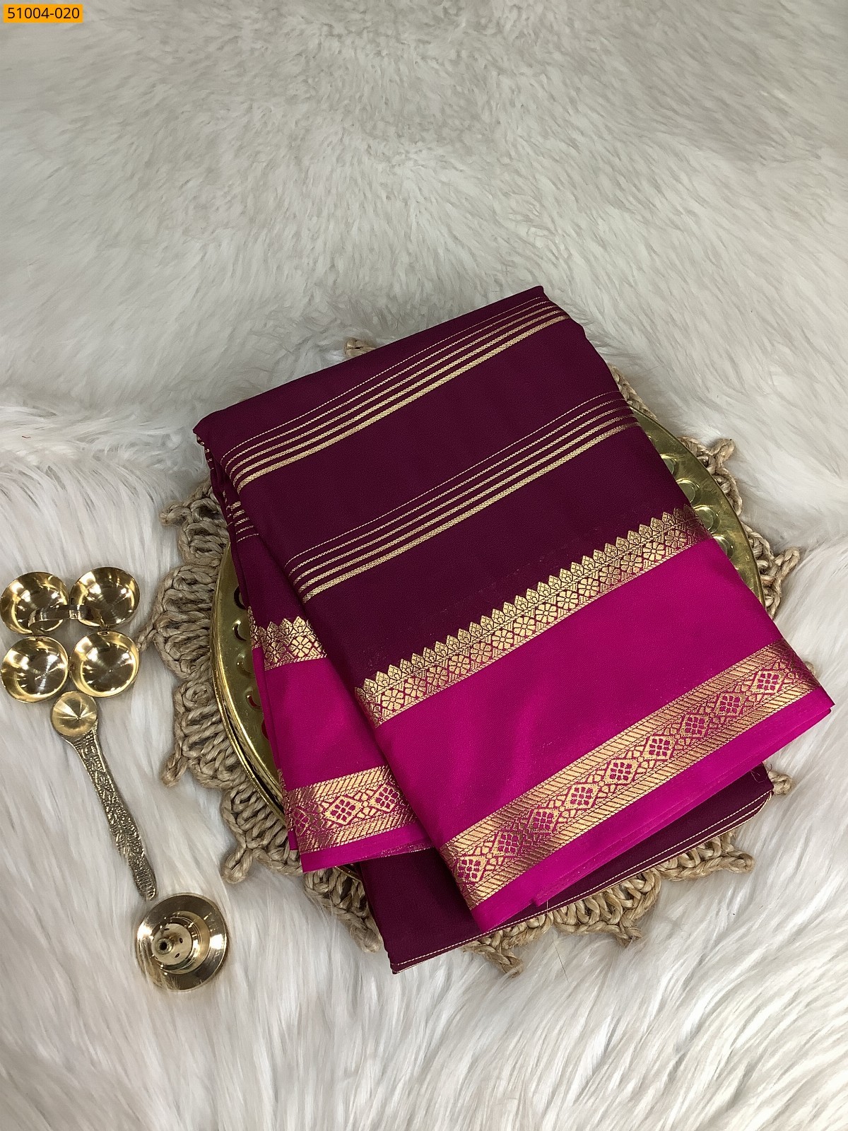 Dark Wine Mysore Crepe Silk Sarees