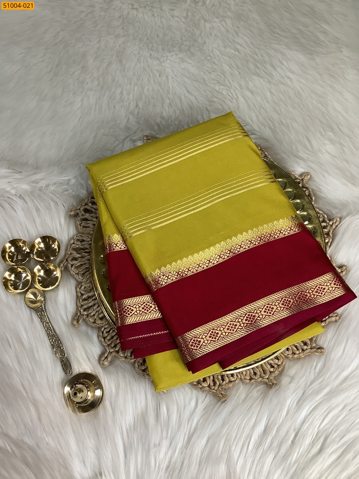 Mustard Yellow Mysore Crepe Silk Sarees