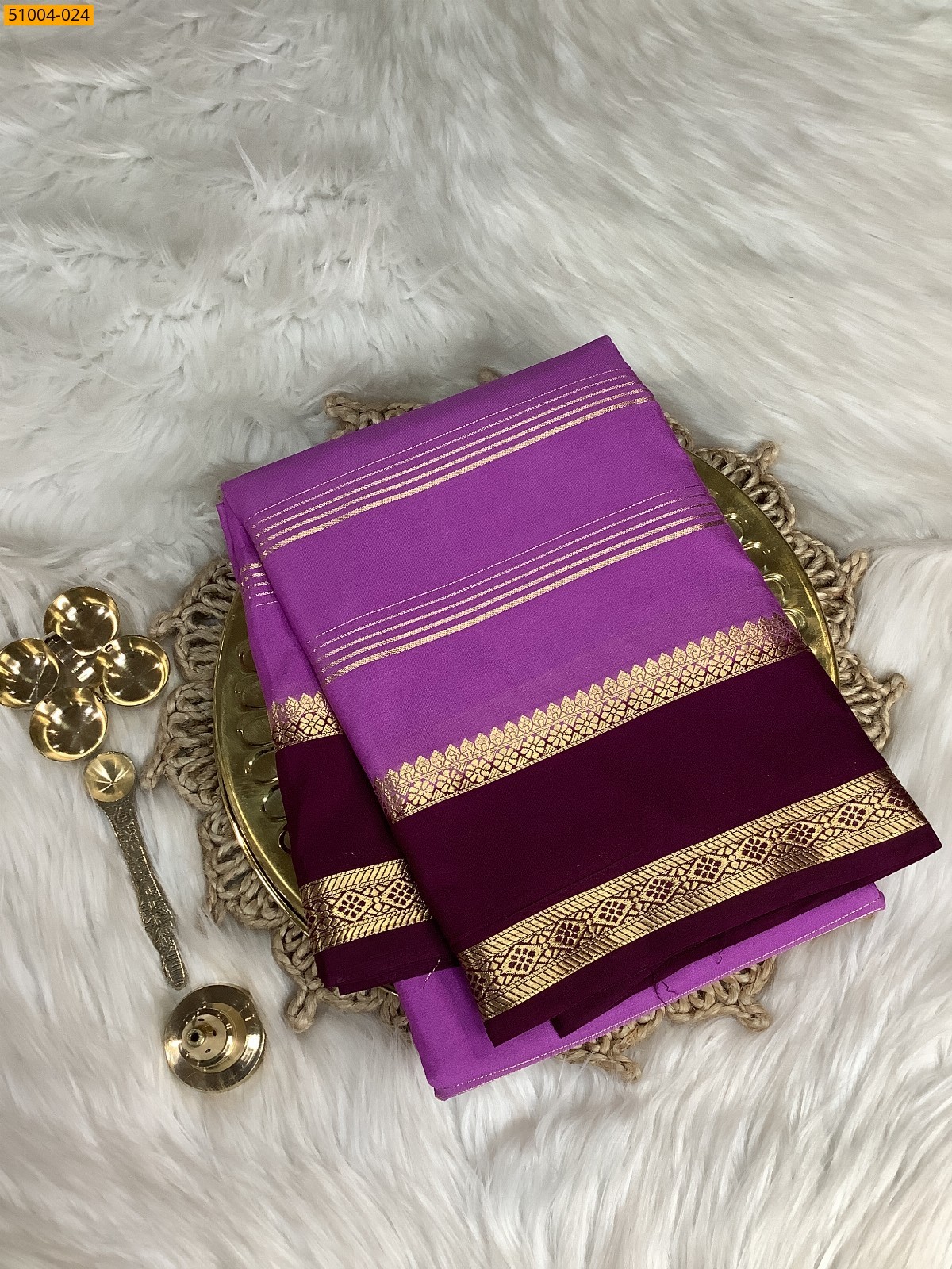 Lavendar Mysore Crepe Silk Sarees