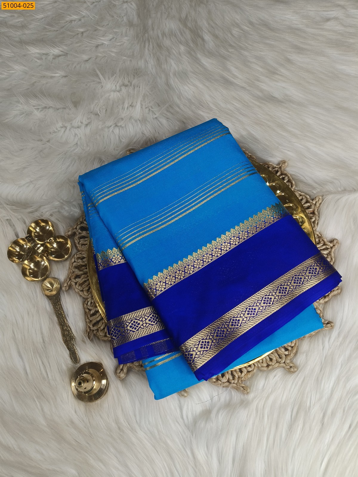 Sky Blue Mysore Crepe Silk Sarees