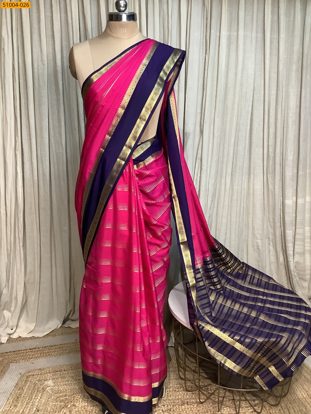 Dark Pink Mysore Crepe Silk Sarees