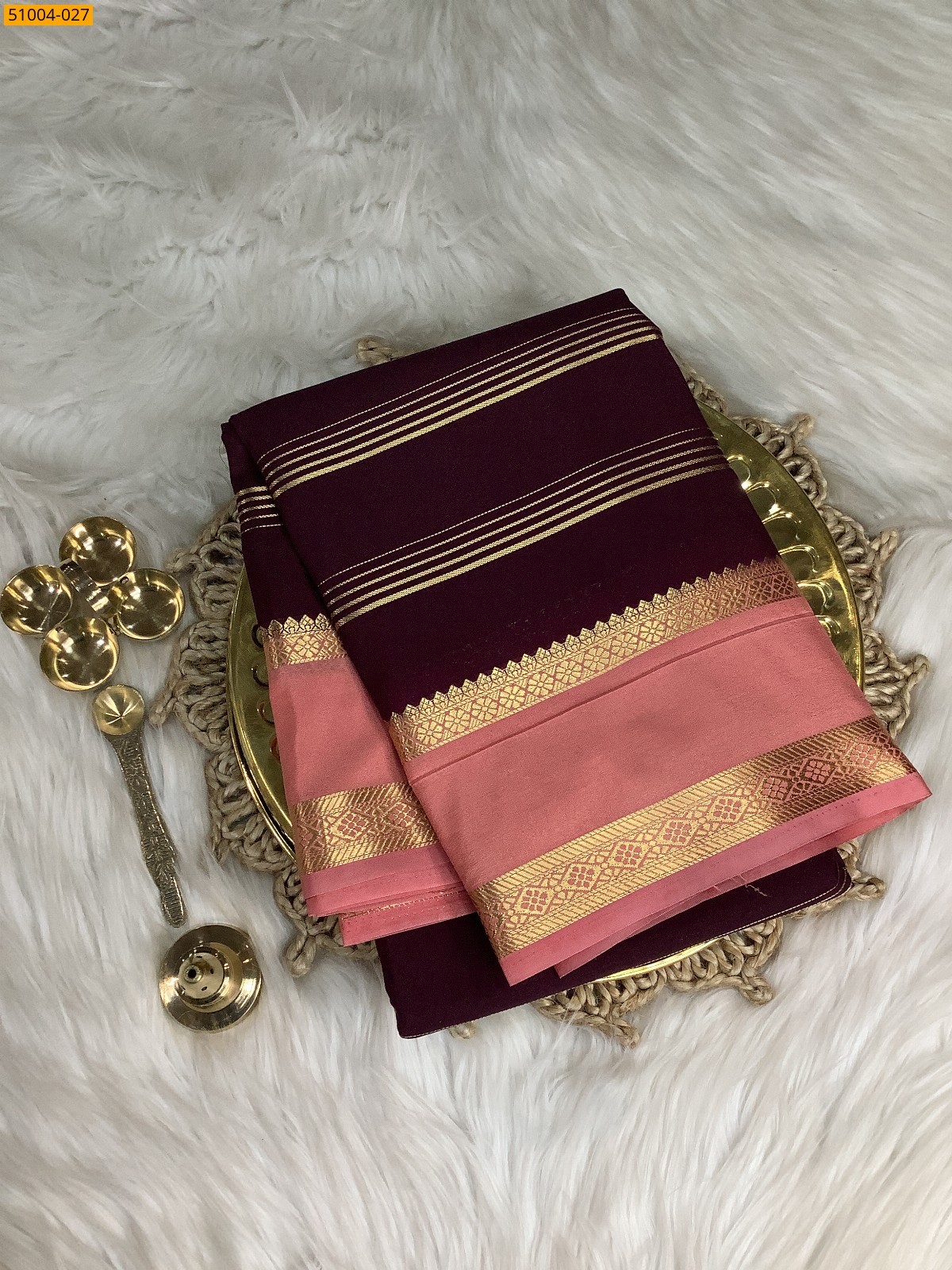 Dark Brown Mysore Crepe Silk Sarees