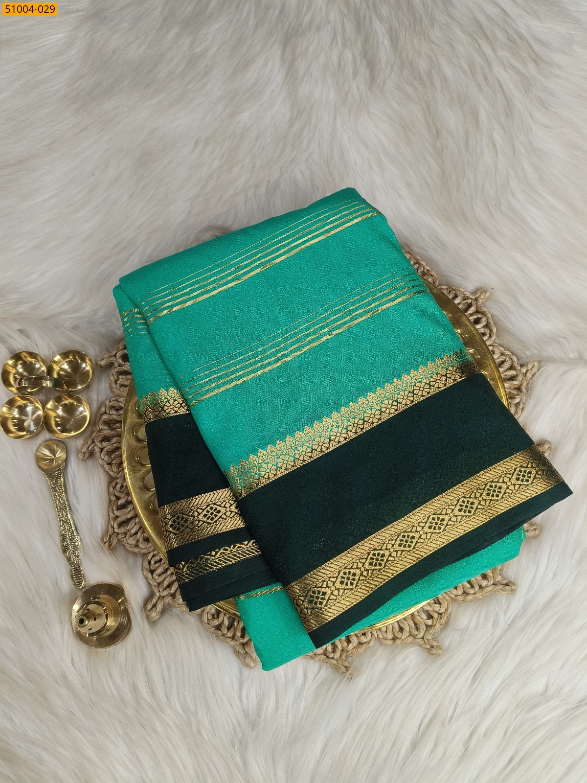 Light Green Mysore Crepe Silk Sarees