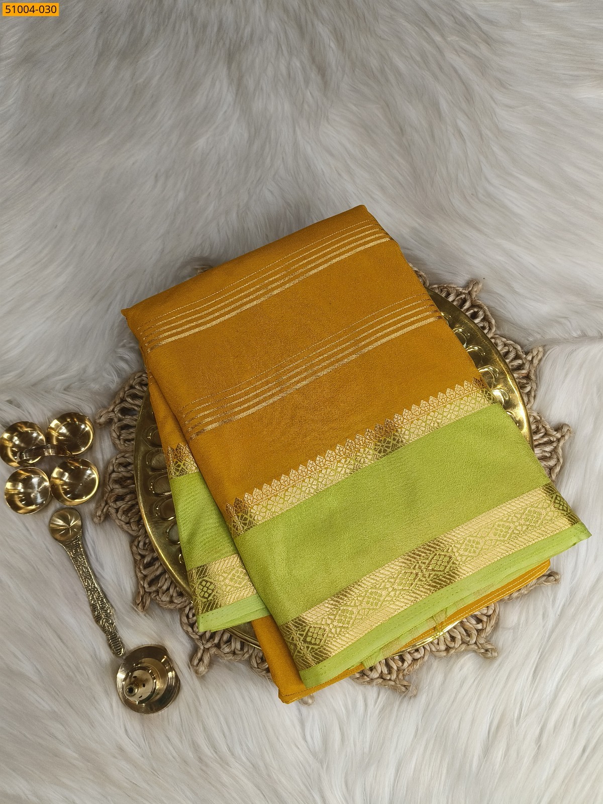 Yellow Mysore Crepe Silk Sarees