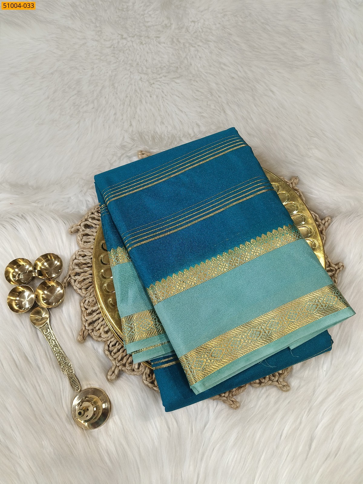 Rama Green Mysore Crepe Silk Sarees