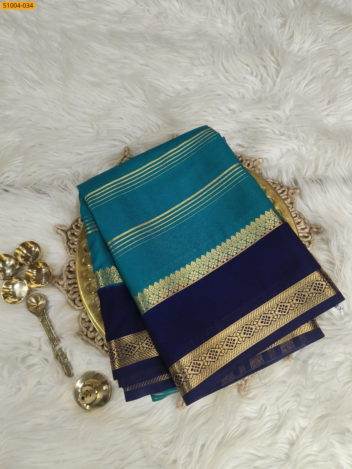 Dark Green Mysore Crepe Silk Sarees