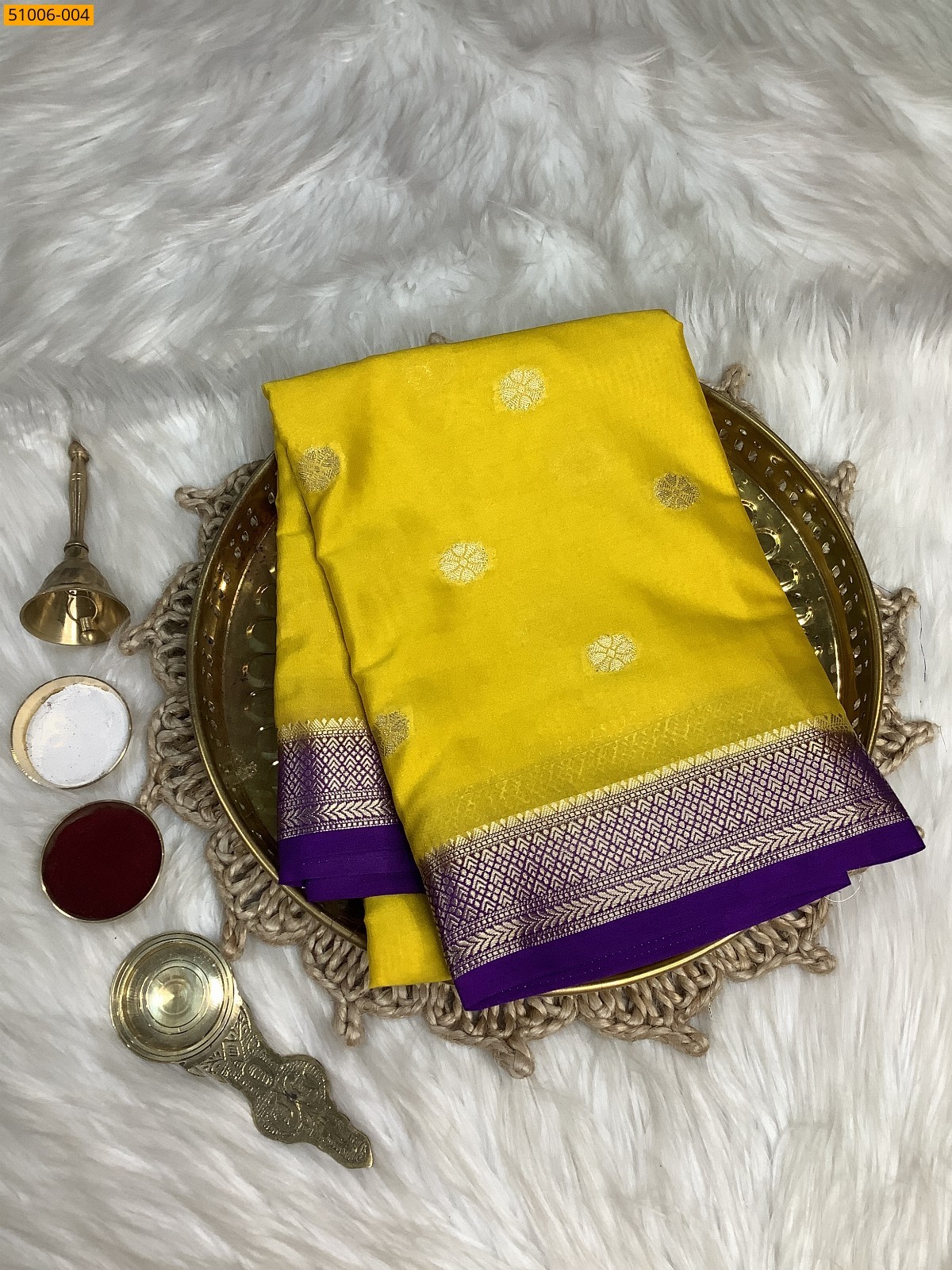 Yellow Mysore Crepe Silk Butta Saree