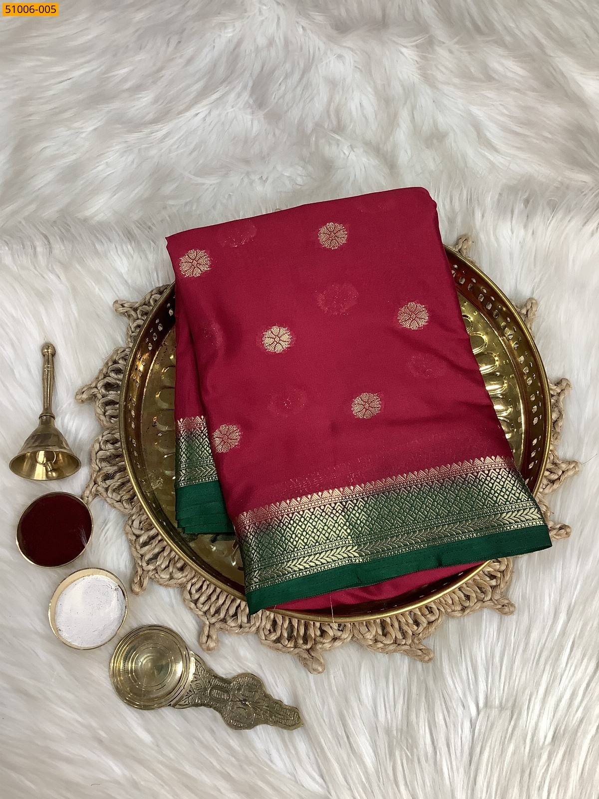 Maroon Mysore Crepe Silk Butta Saree