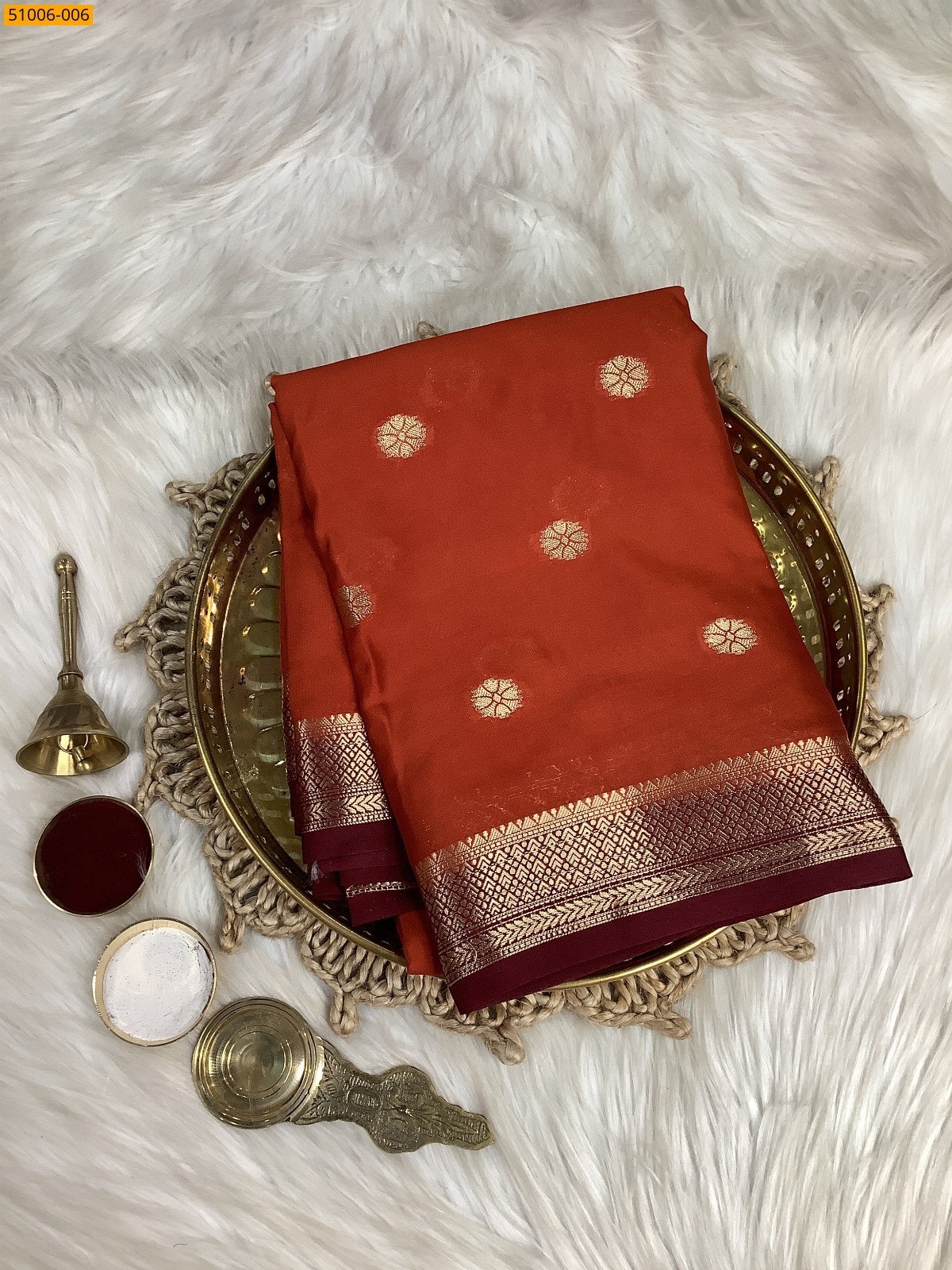 Dark Green Mysore Crepe Silk Butta Saree