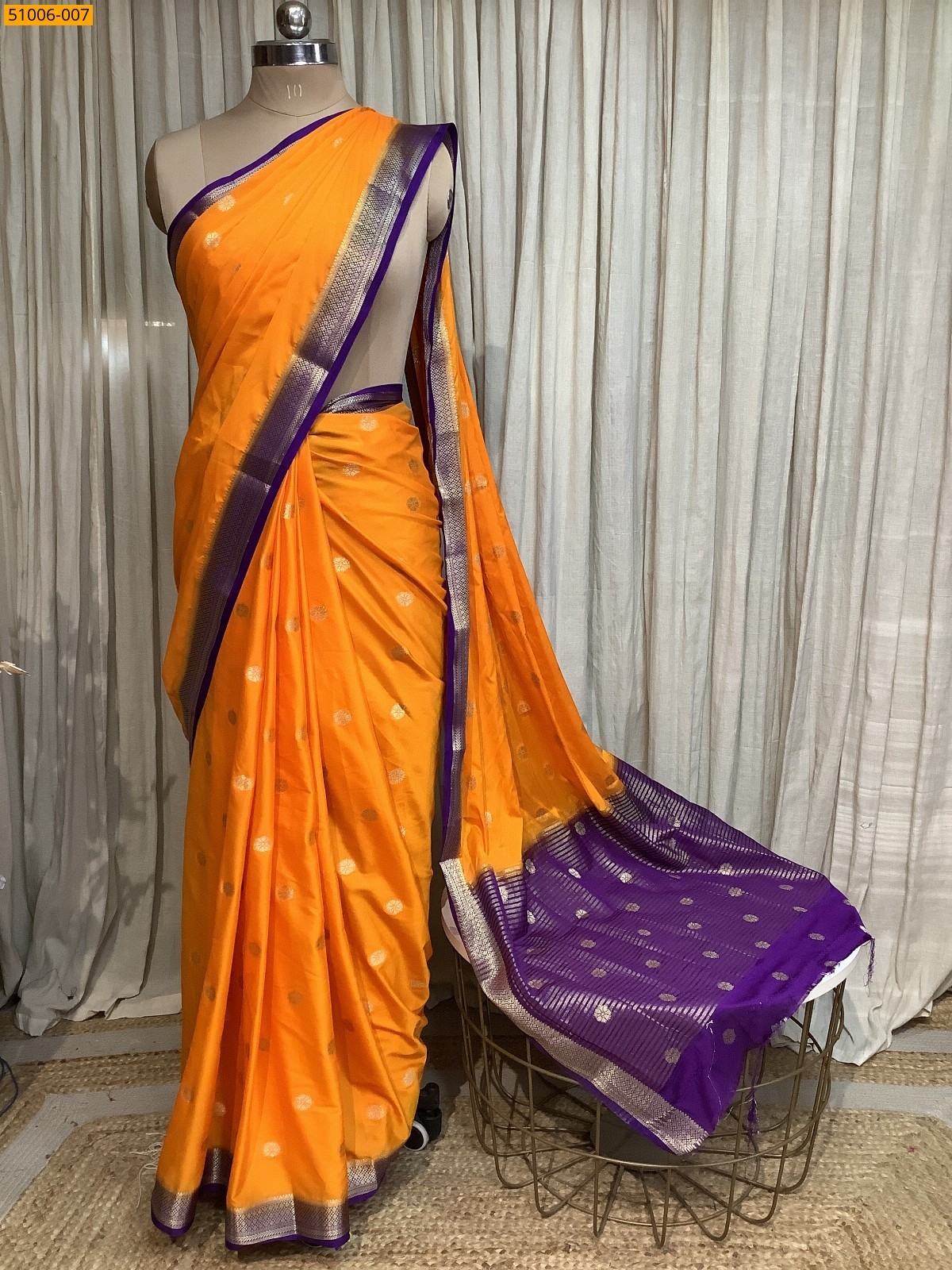 Mustard Yellow Mysore Crepe Silk Butta Saree