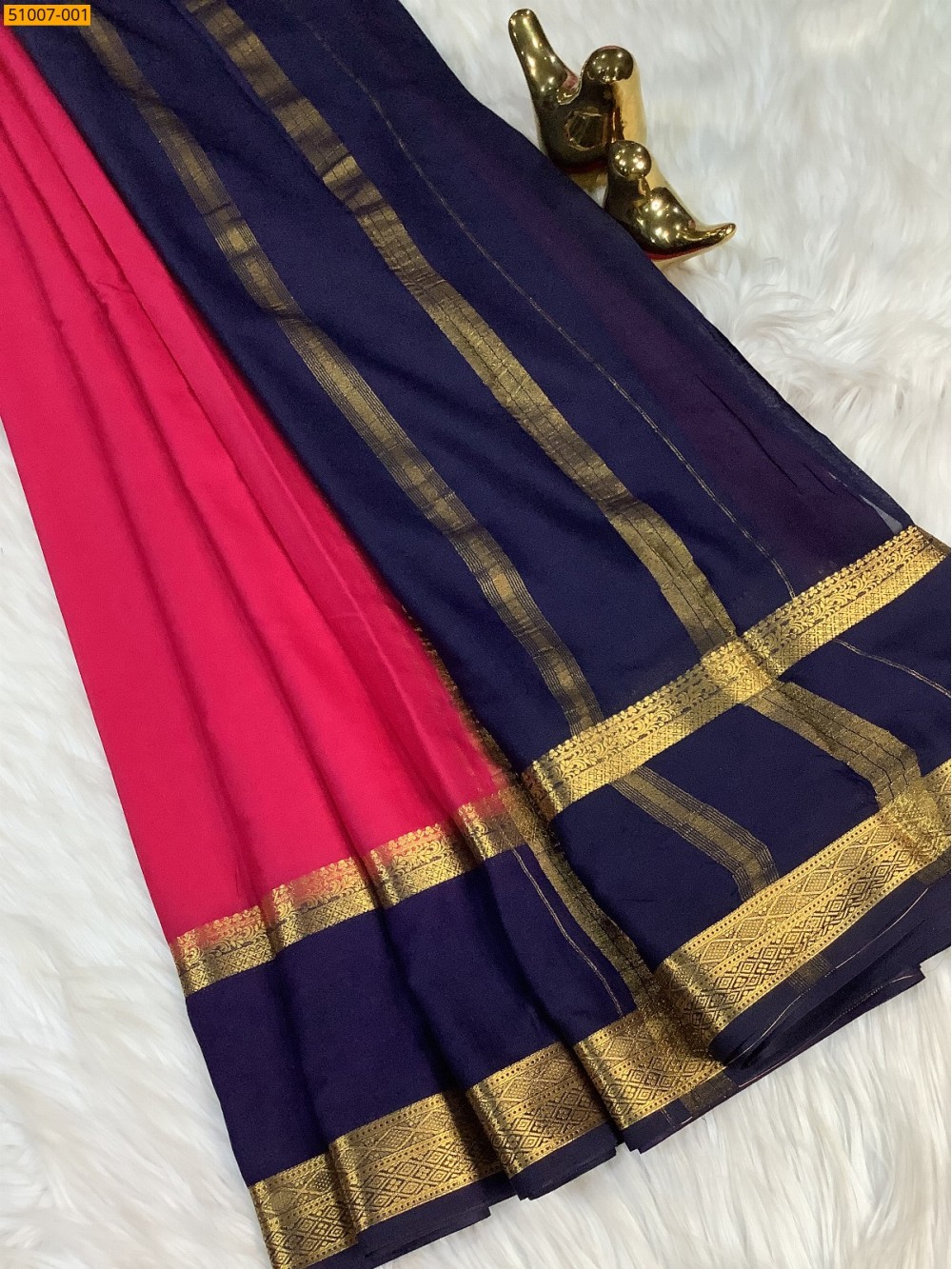 Dark Pink Mysore Crepe Silk Sarees Dark Pink Mysore Crepe Silk Sarees