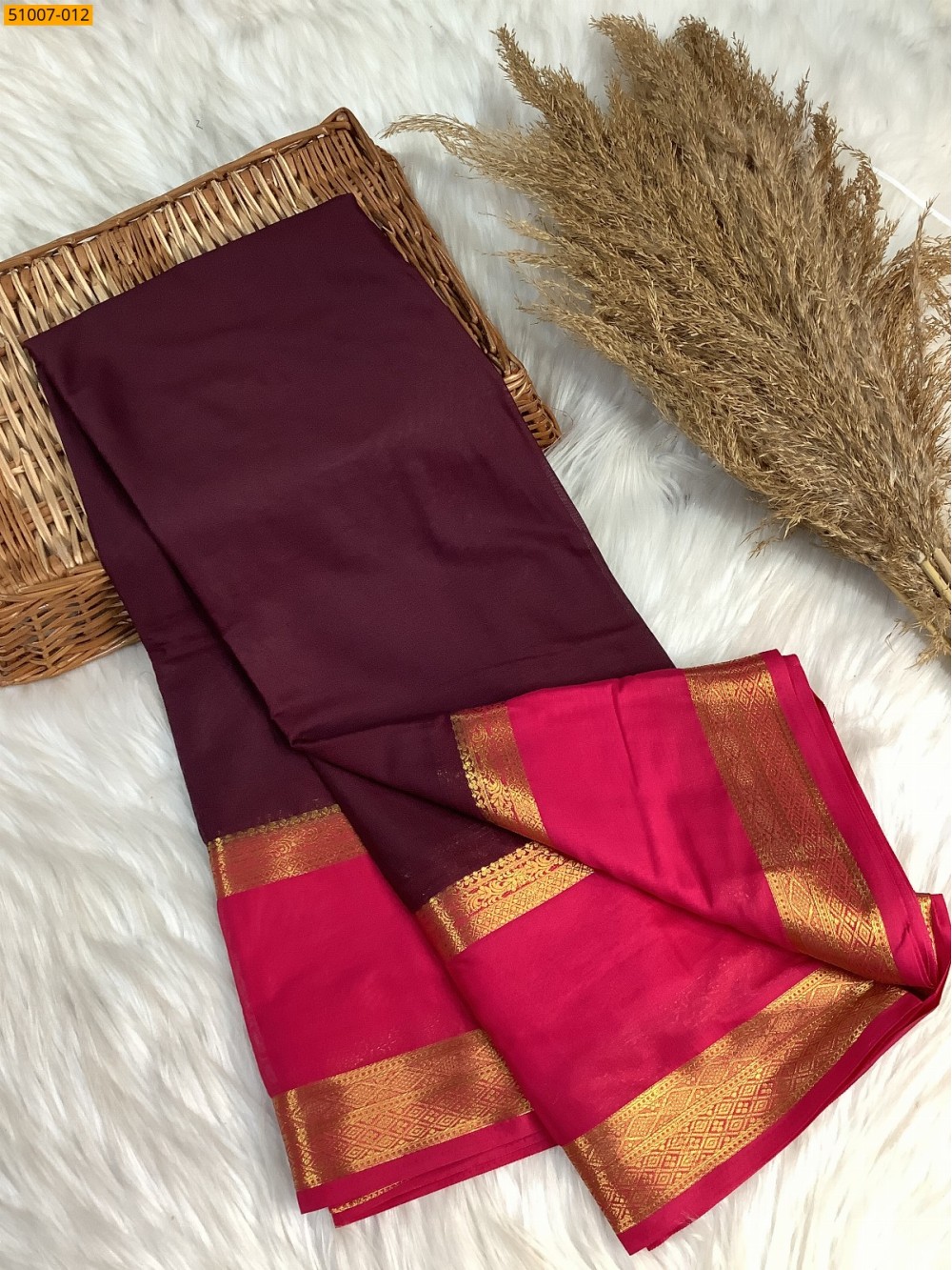 Dark Brown Mysore Crepe Silk Sarees Dark Brown Mysore Crepe Silk Sarees