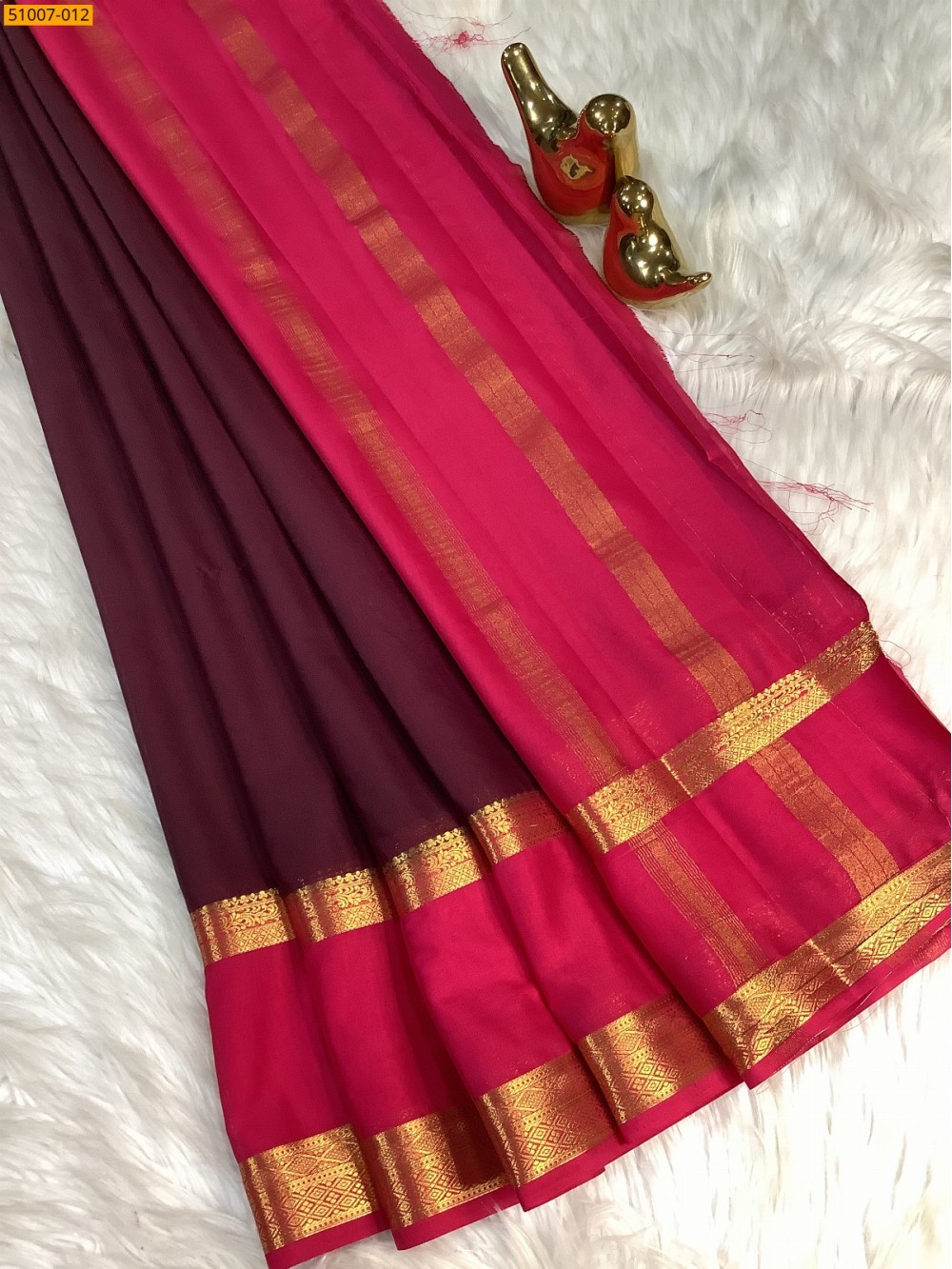 Dark Brown Mysore Crepe Silk Sarees Dark Brown Mysore Crepe Silk Sarees