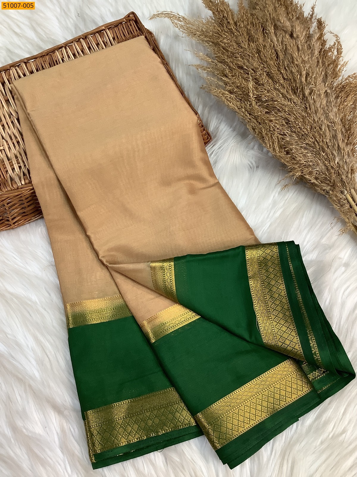 Sandal Mysore Crepe Silk Sarees