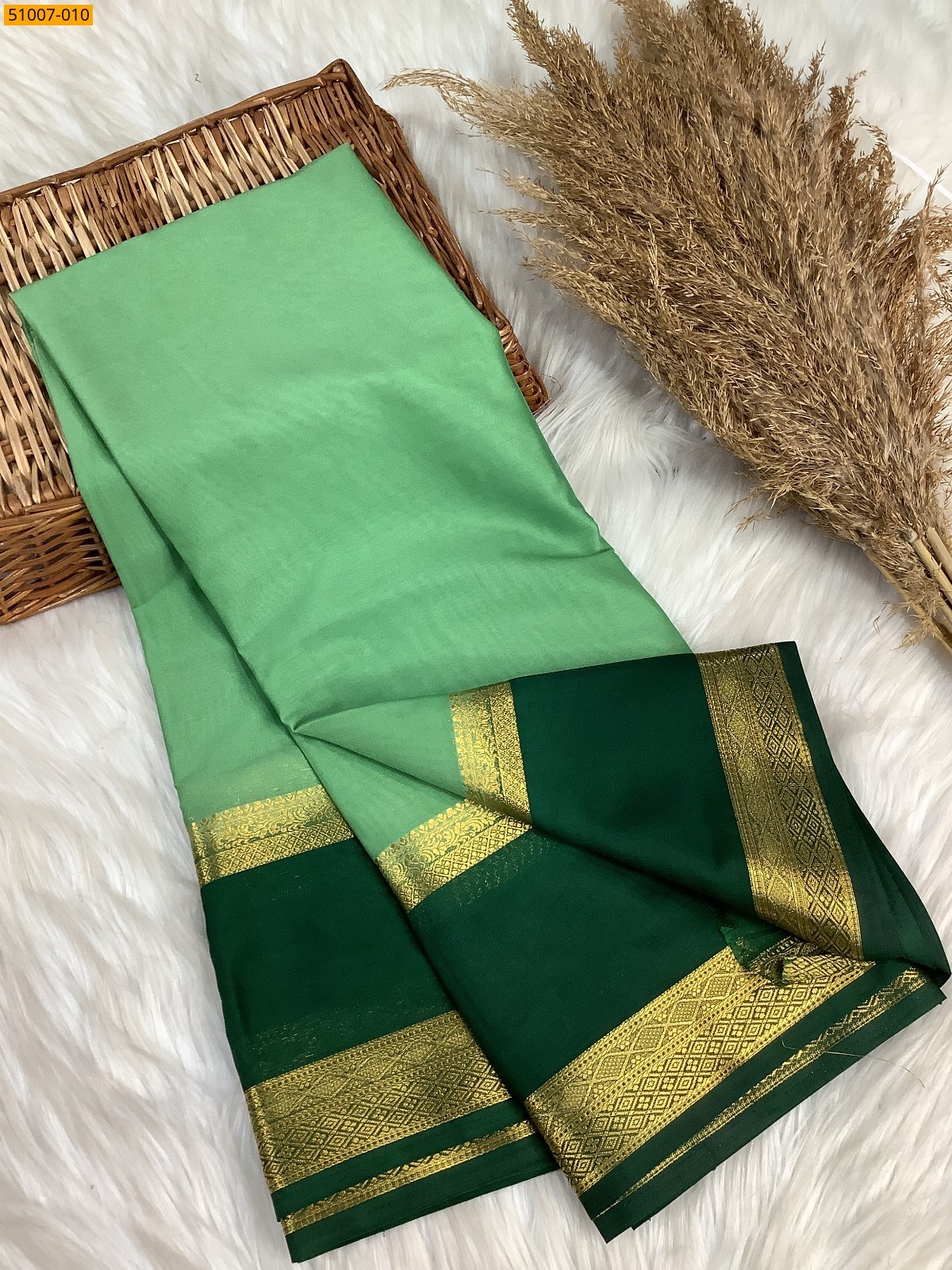 Light Green Mysore Crepe Silk Sarees