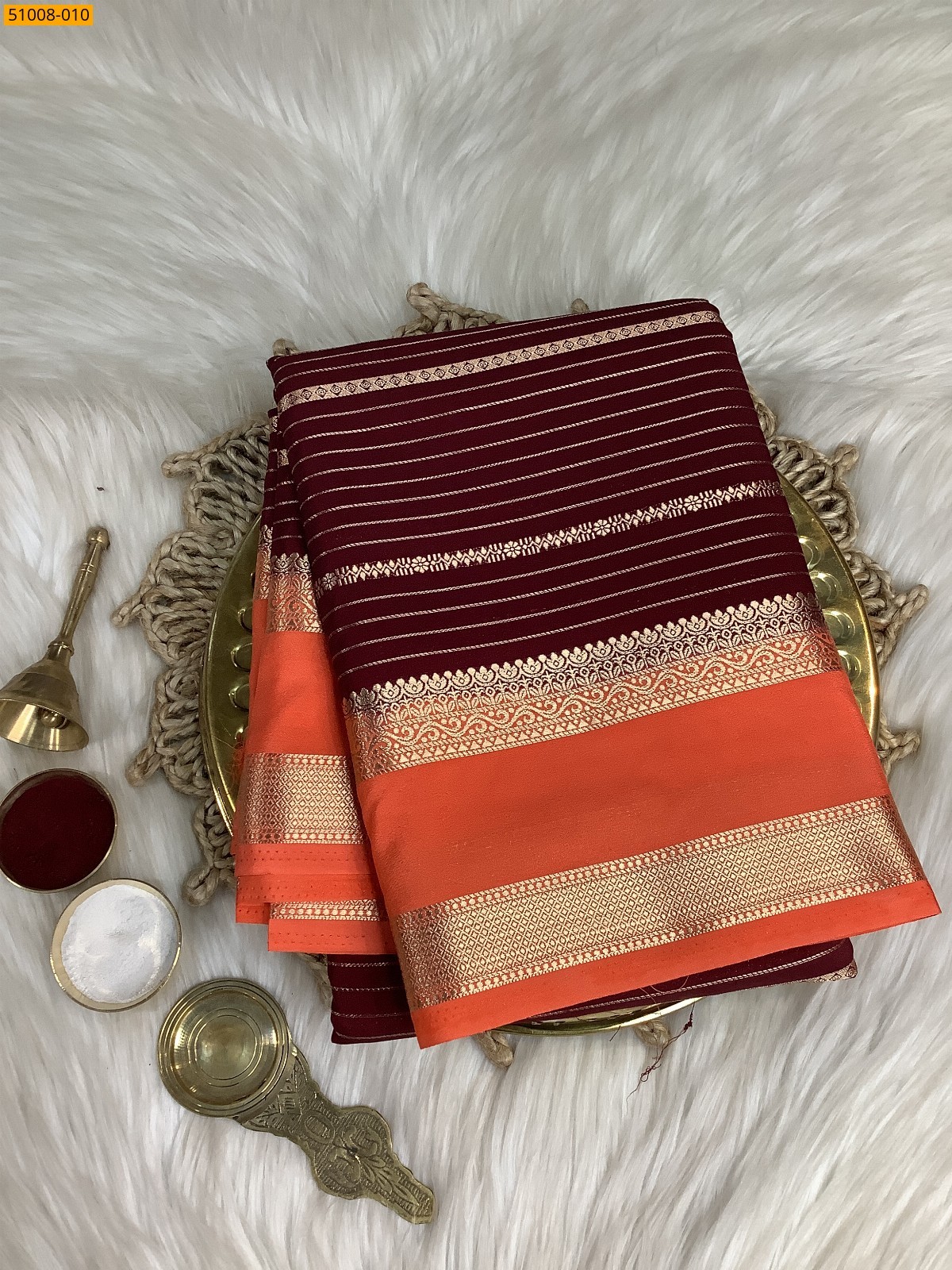 Dark Brown Mysore Crepe Silk Sarees