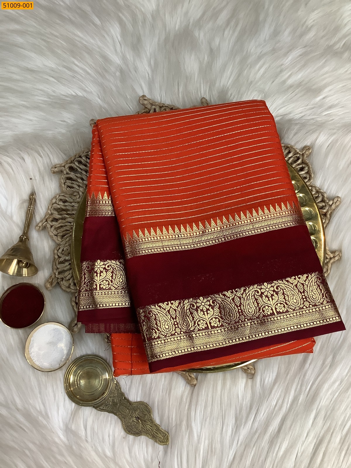 Orange Mysore Crepe Silk Sarees