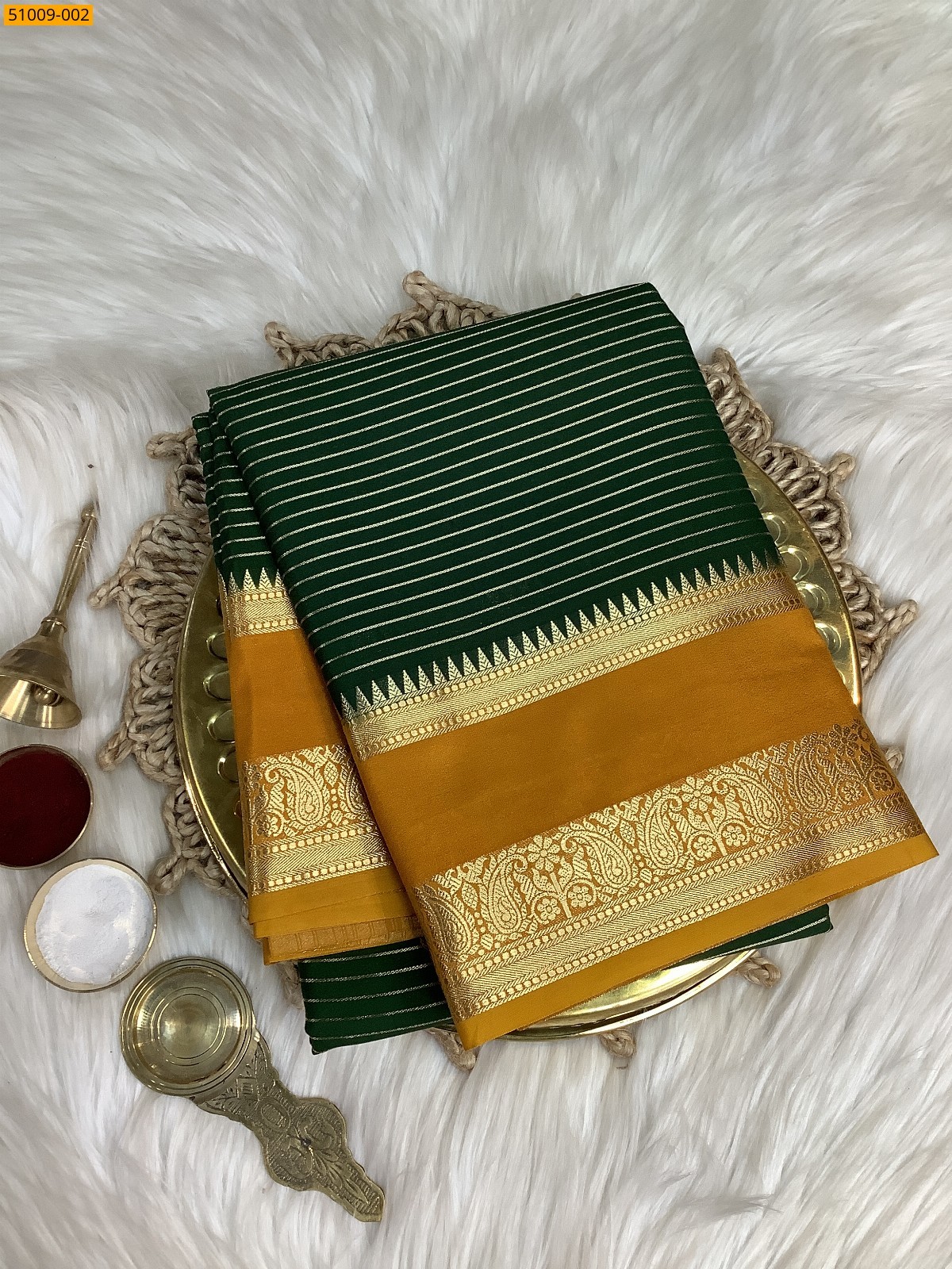 Dark Green Mysore Crepe Silk Sarees