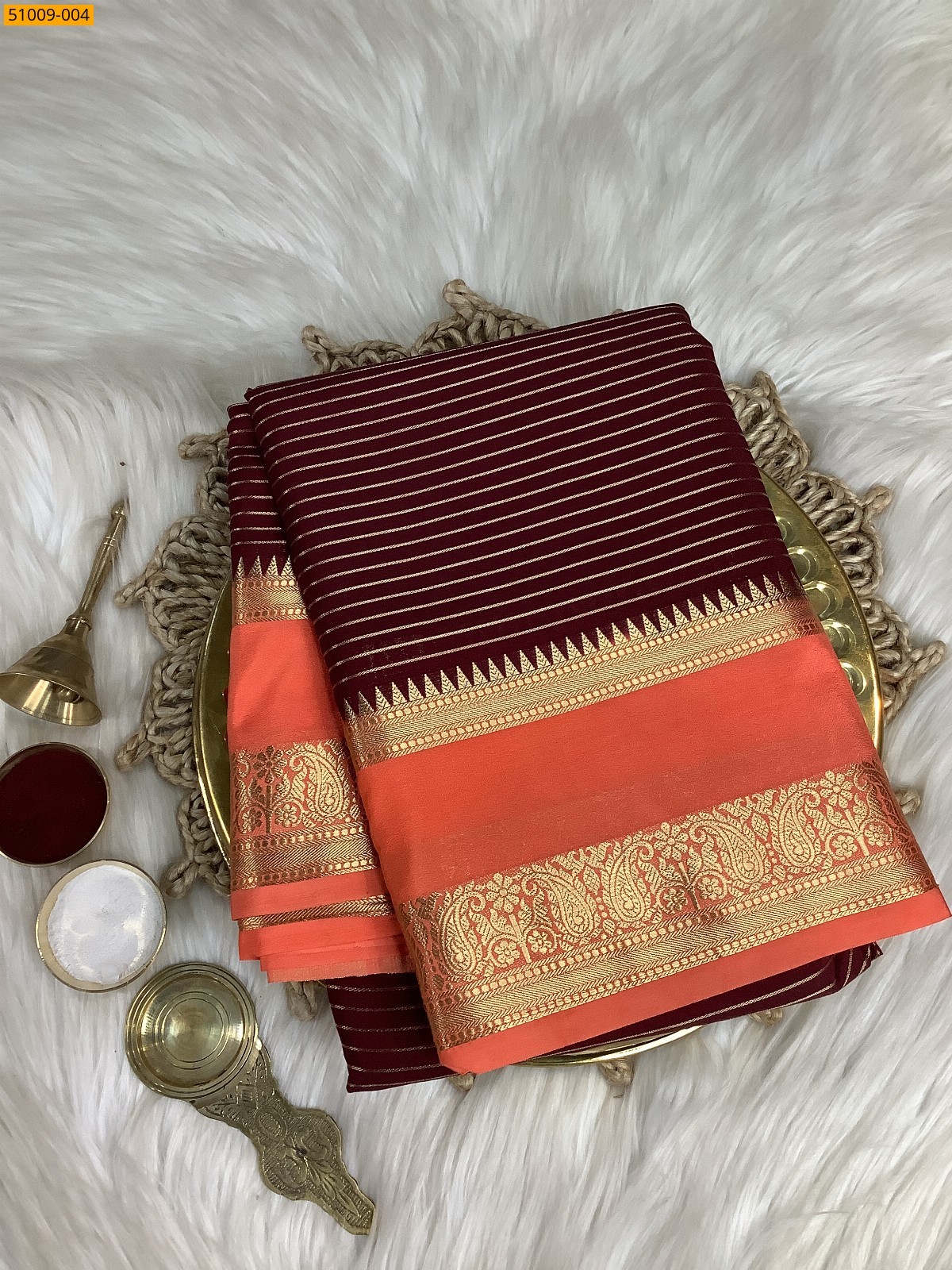 Dark Brown Mysore Crepe Silk Sarees