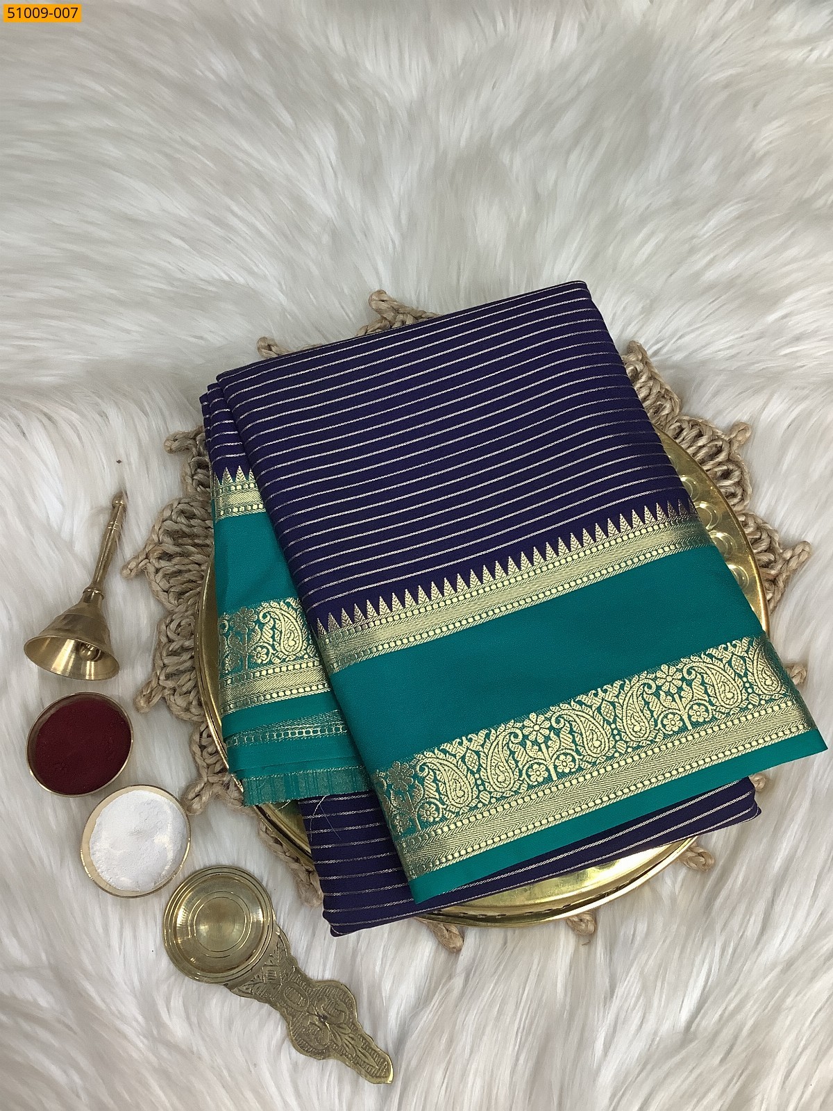 Navy Blue Mysore Crepe Silk Sarees