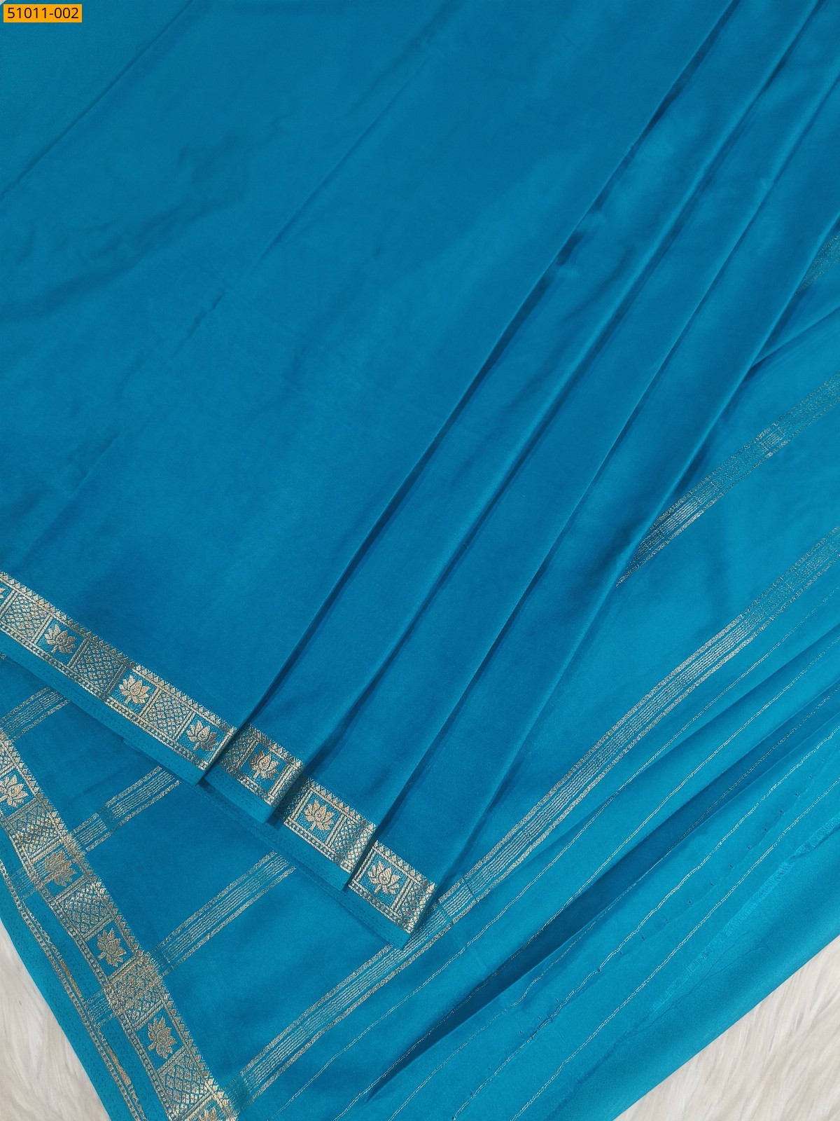 Blue Mysore Crepe Silk Saree