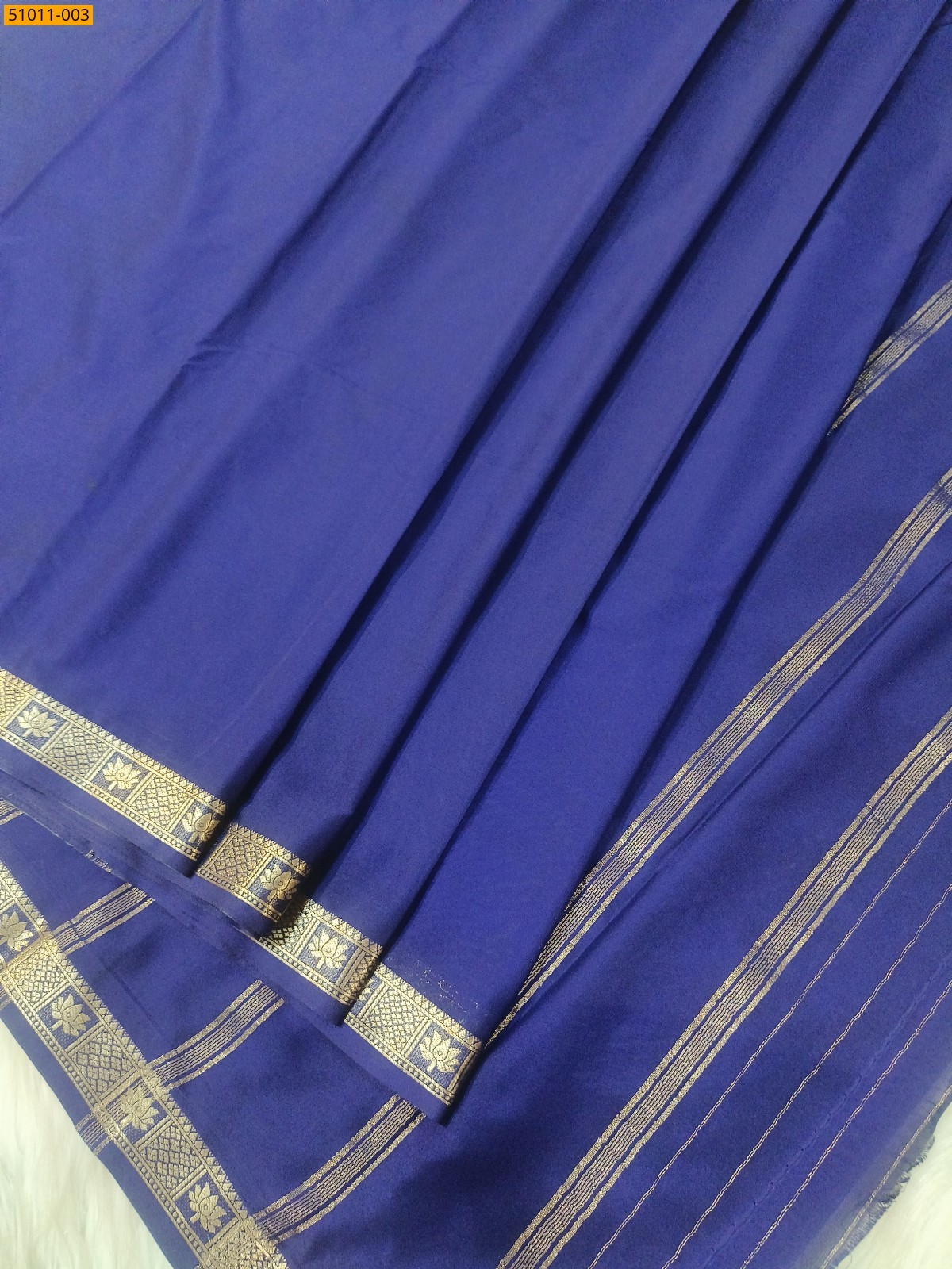 Navy Blue Mysore Crepe Silk Saree