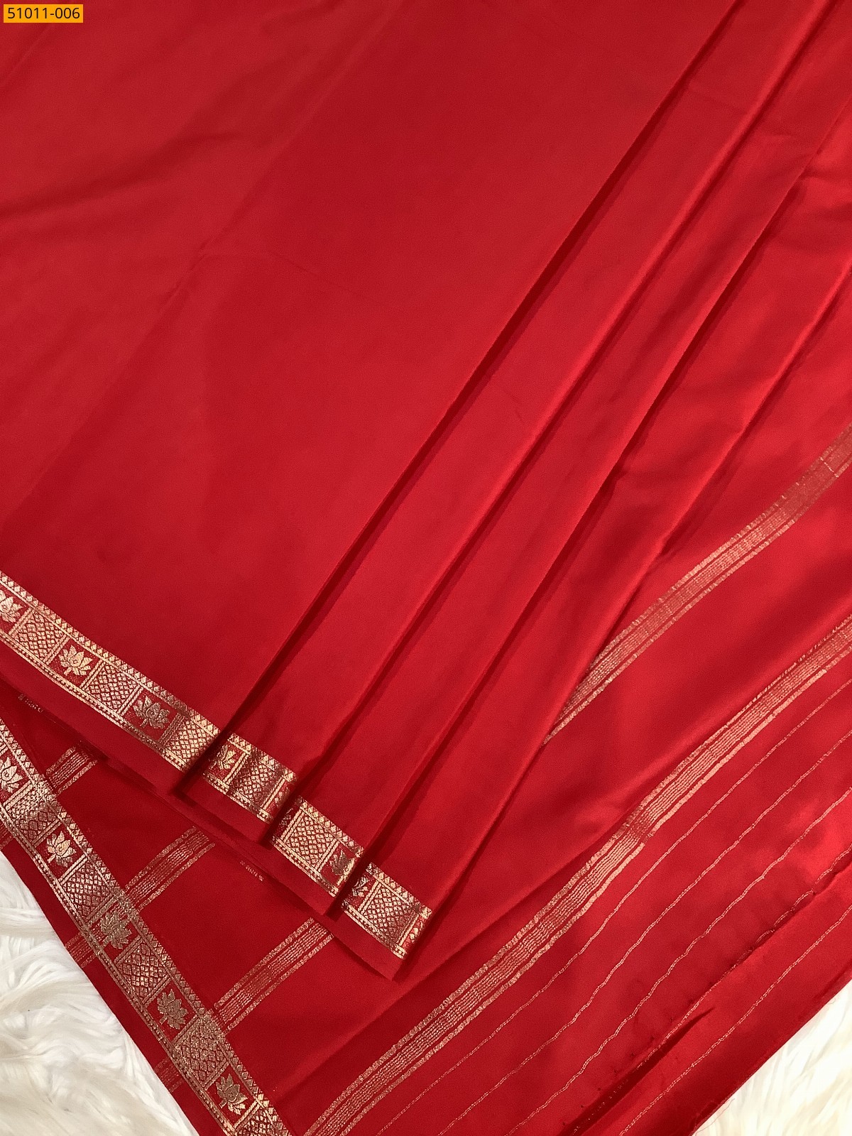 Red Mysore Crepe Silk Saree