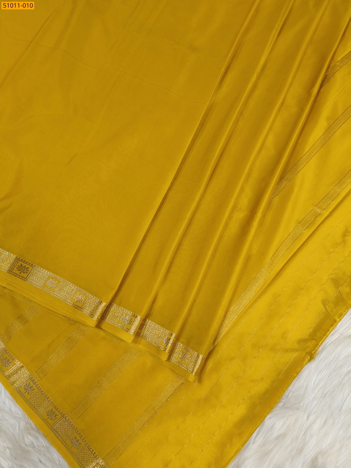 Yellow Mysore Crepe Silk Saree