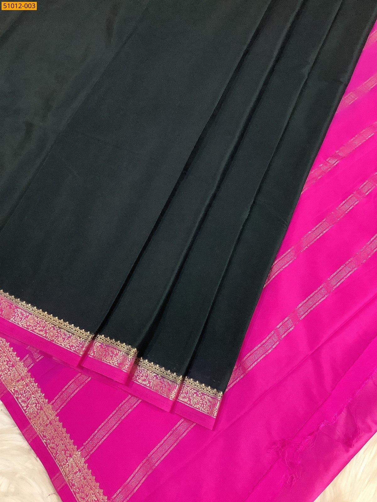 Black Mysore Fancy Crepe Silk Saree
