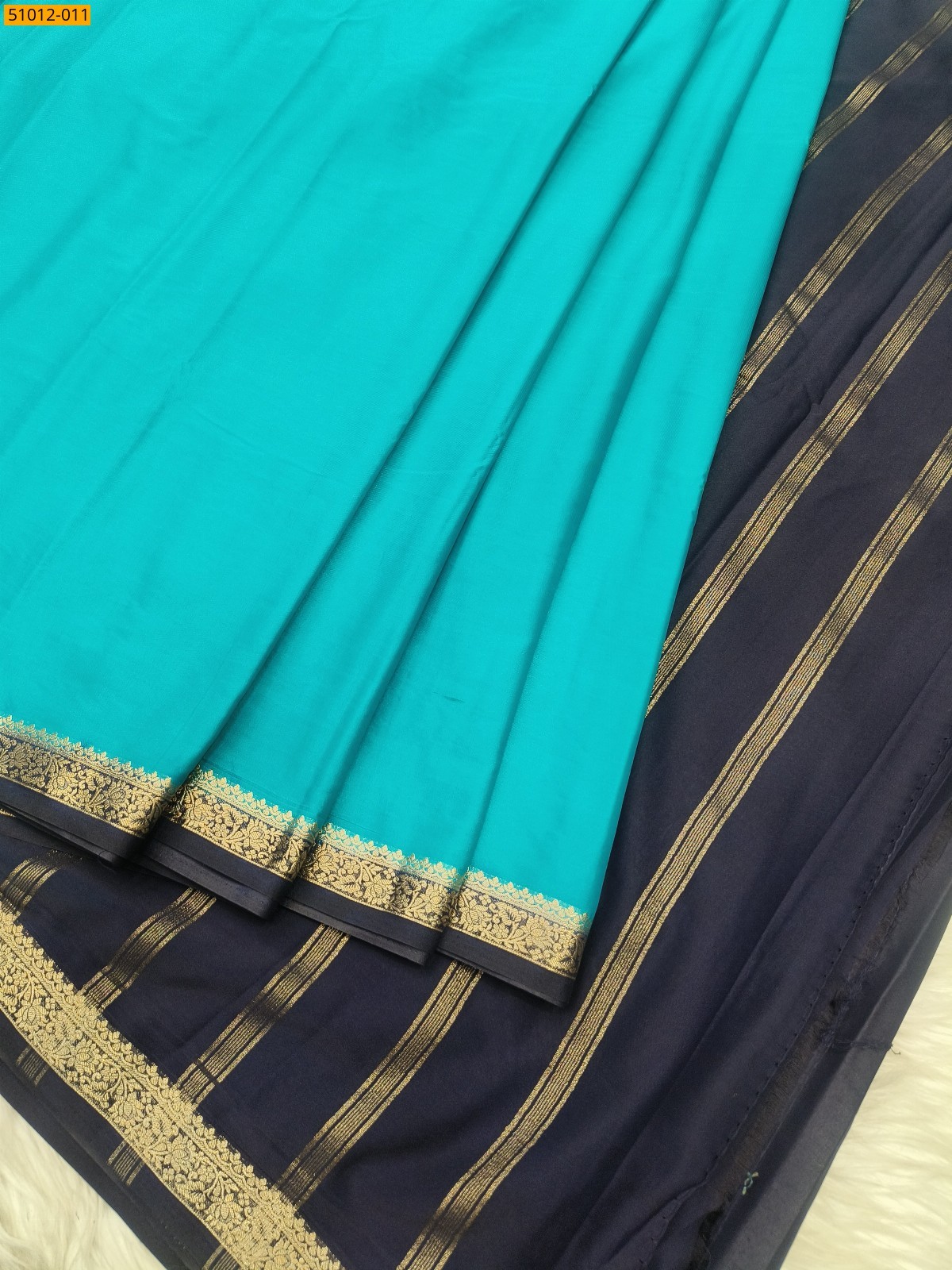 Rama Green Mysore Fancy Crepe Silk Saree